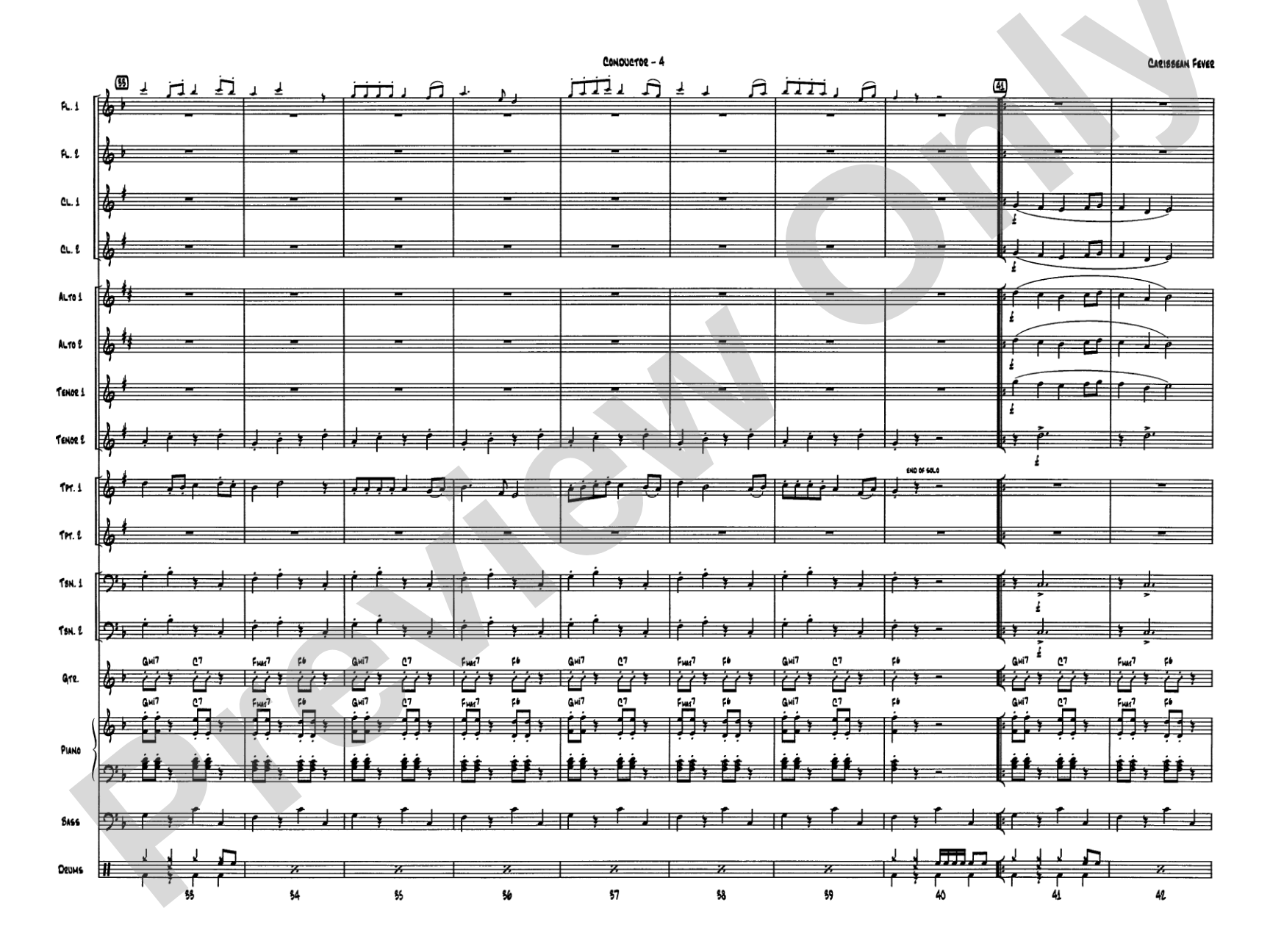 Caribbean Fever: Jazz Ensemble Conductor Score & Parts