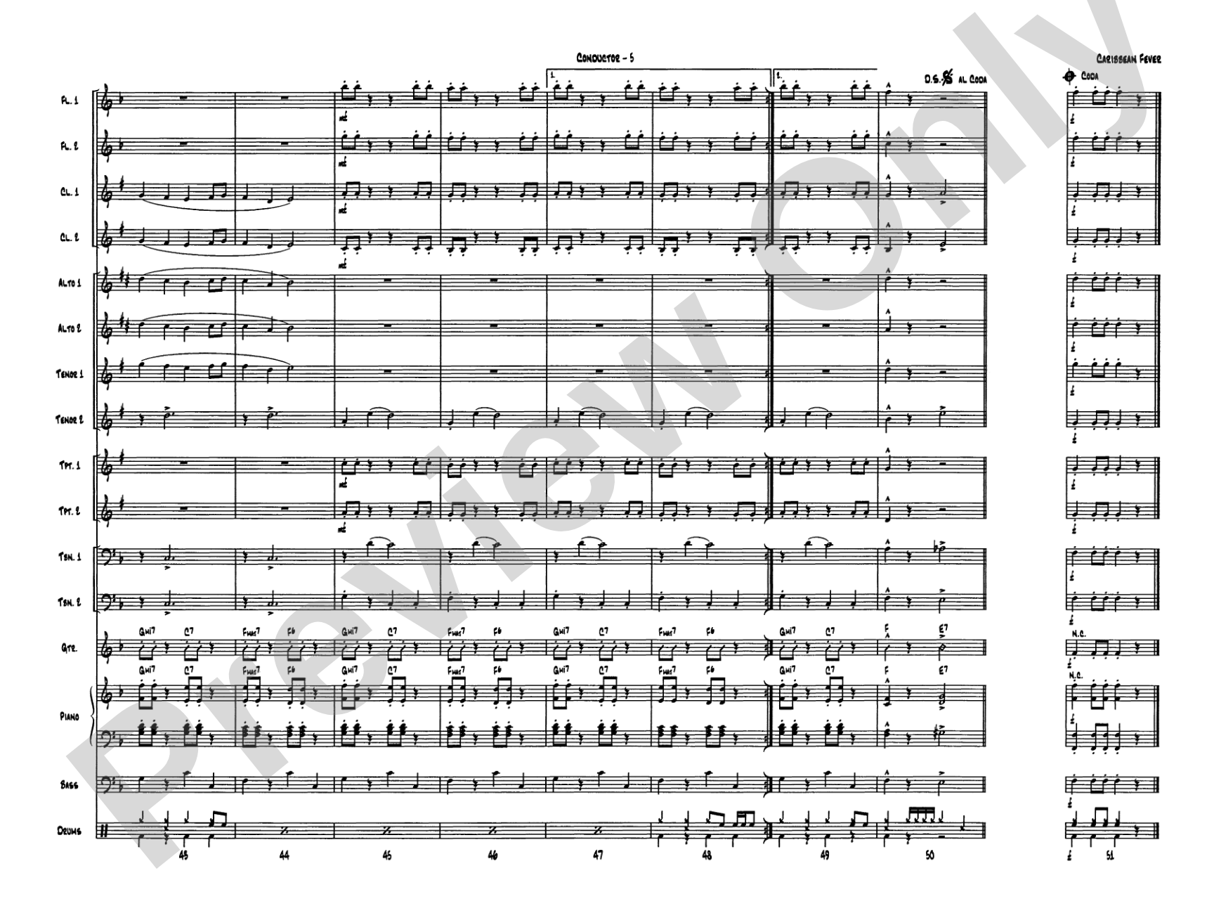Caribbean Fever: Jazz Ensemble Conductor Score & Parts