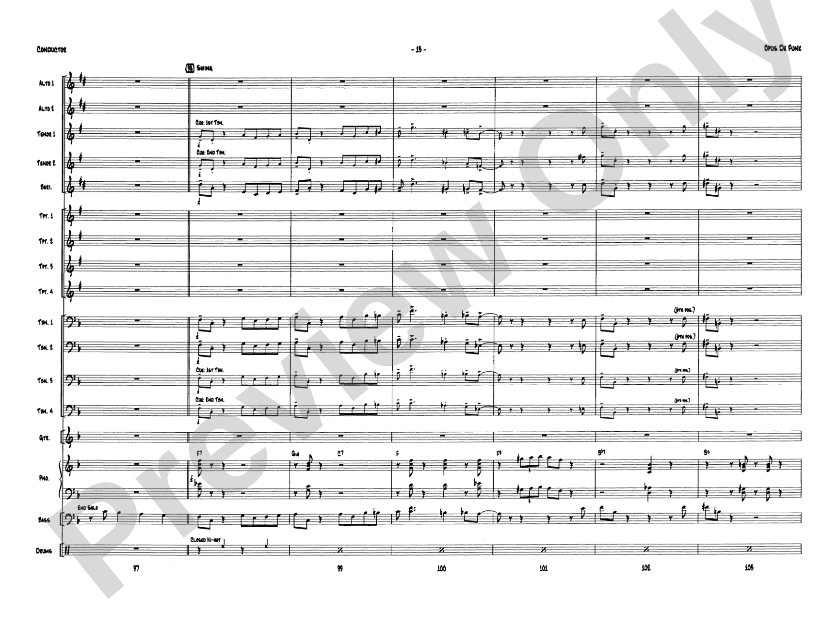 Opus de Funk: Jazz Ensemble Conductor Score & Parts