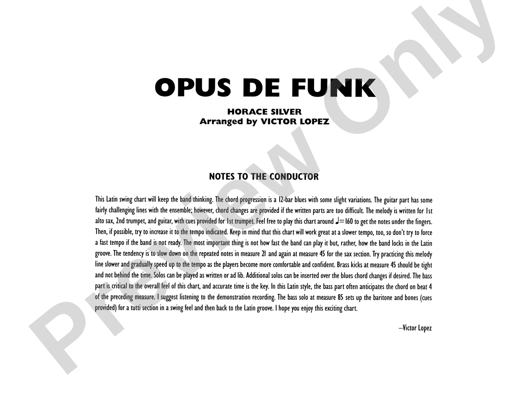 Opus de Funk: Jazz Ensemble Conductor Score & Parts