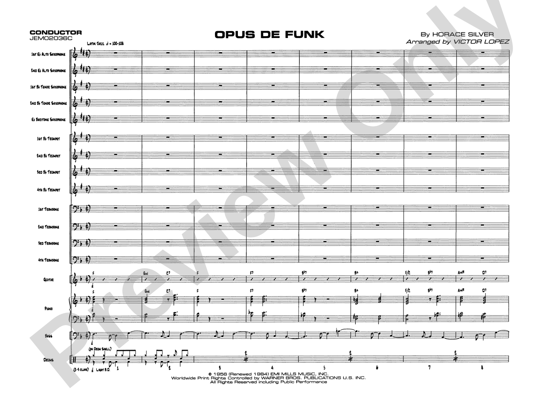 Opus de Funk: Jazz Ensemble Conductor Score & Parts
