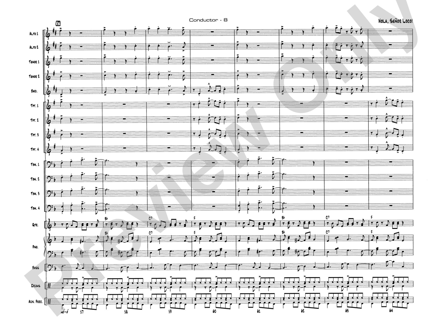 Hola, Señor Loco!: Jazz Ensemble Conductor Score & Parts