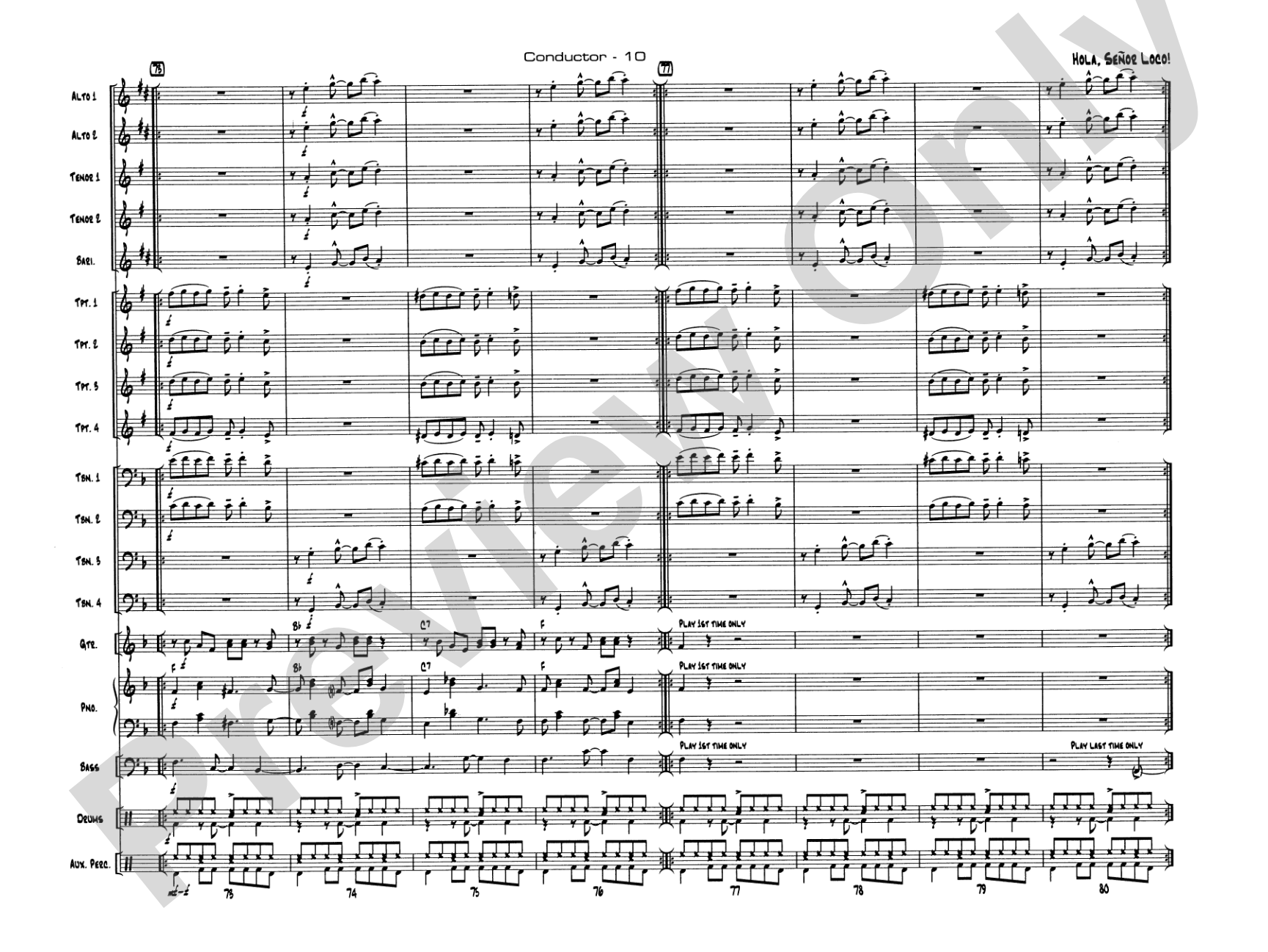 Hola, Señor Loco!: Jazz Ensemble Conductor Score & Parts
