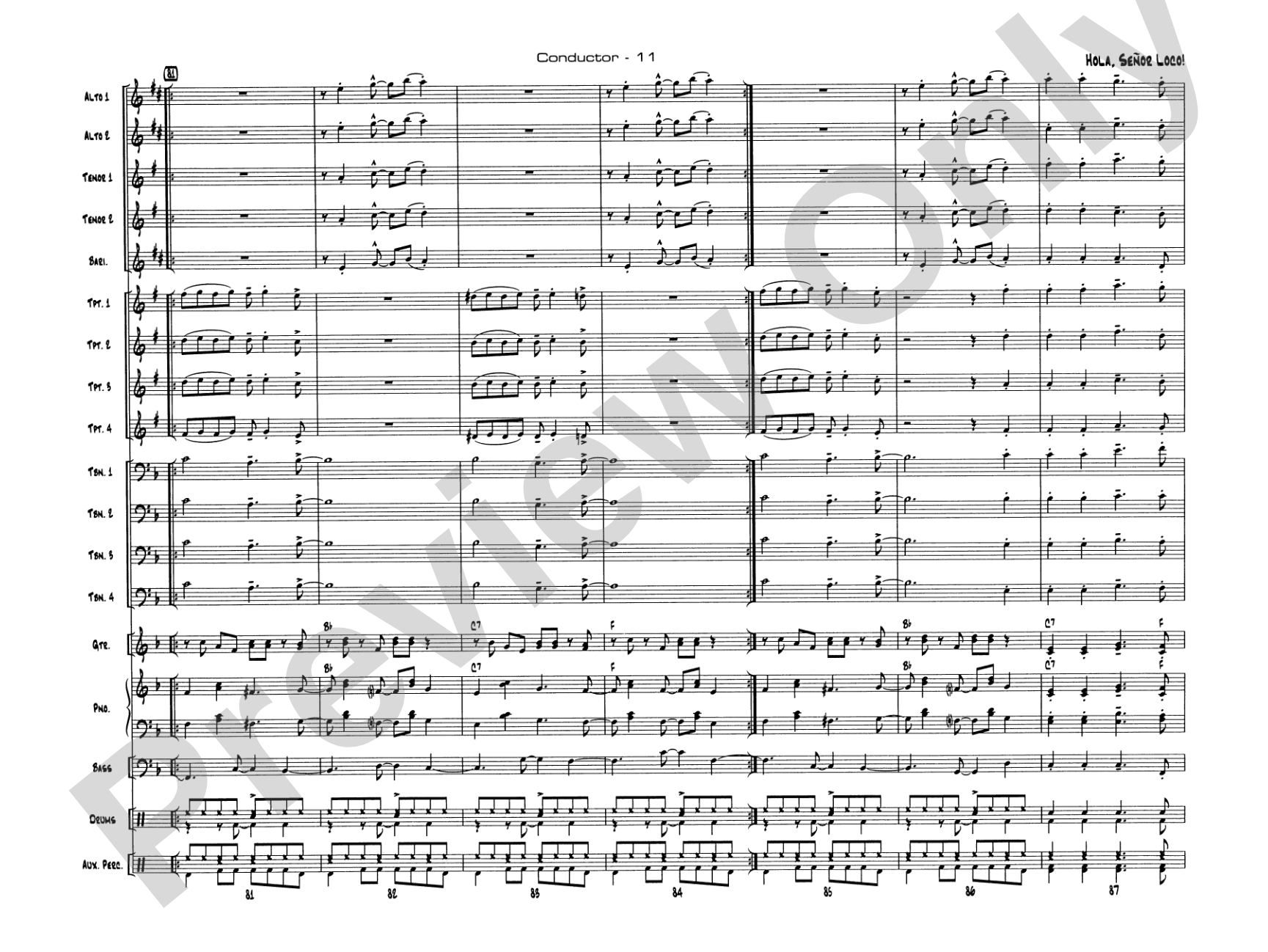 Hola, Señor Loco!: Jazz Ensemble Conductor Score & Parts