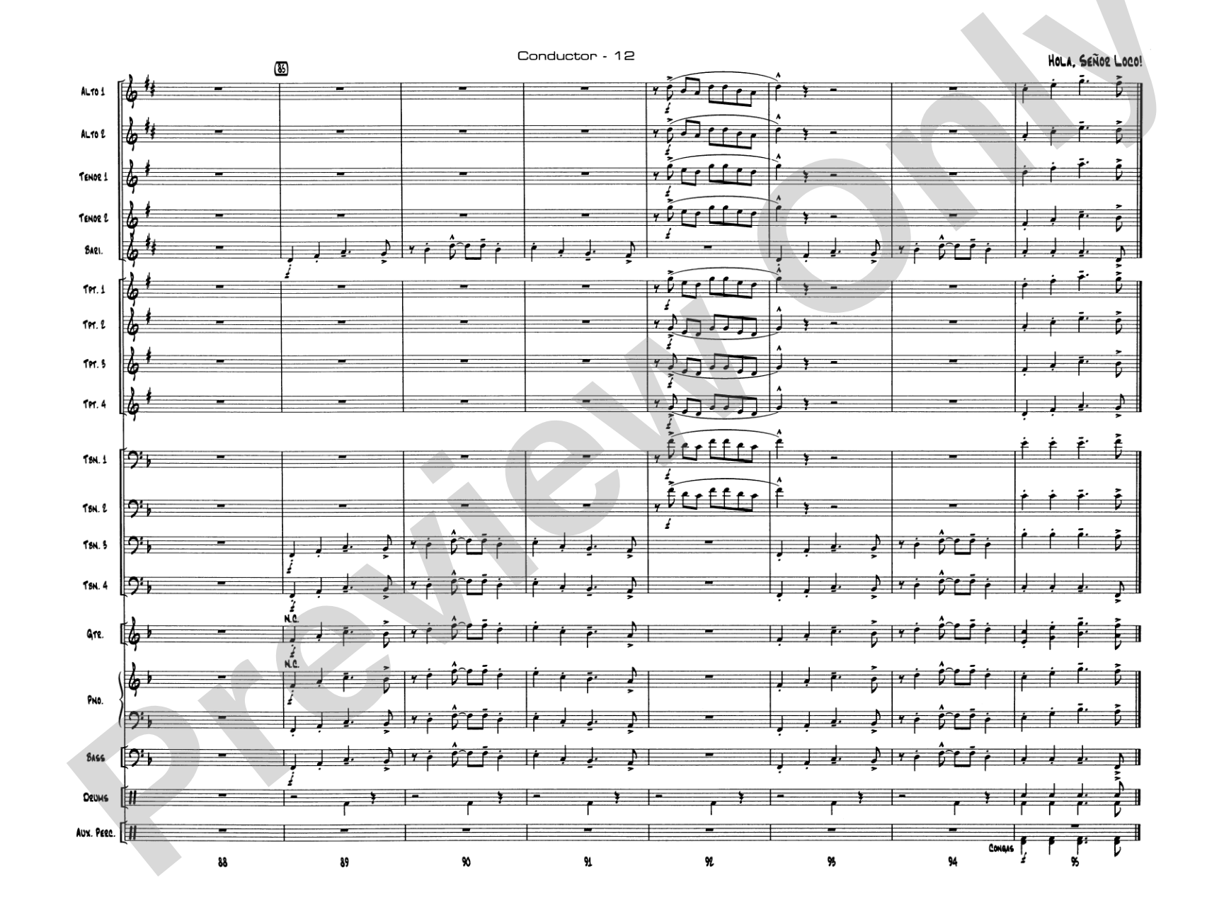 Hola, Señor Loco!: Jazz Ensemble Conductor Score & Parts