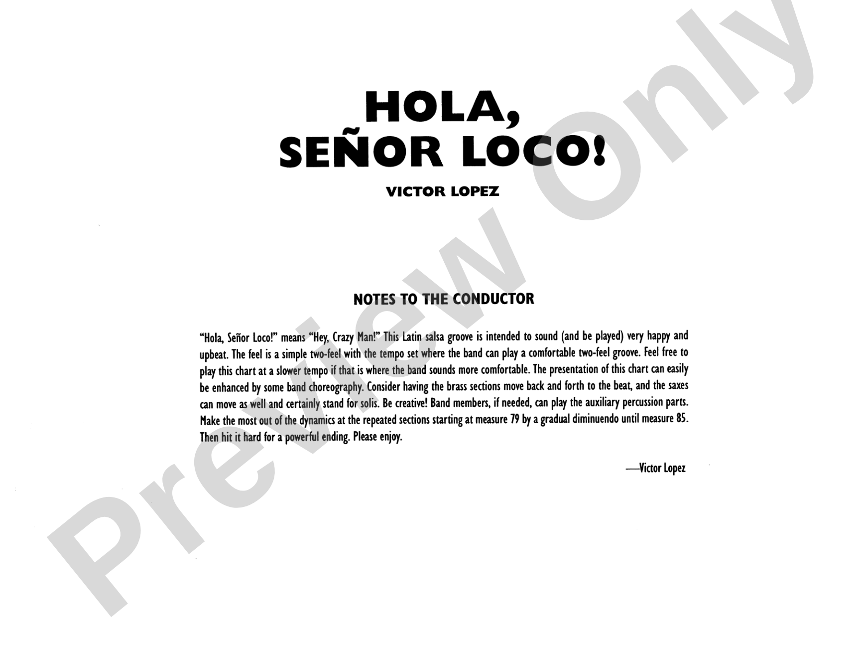 Hola, Señor Loco!: Jazz Ensemble Conductor Score & Parts