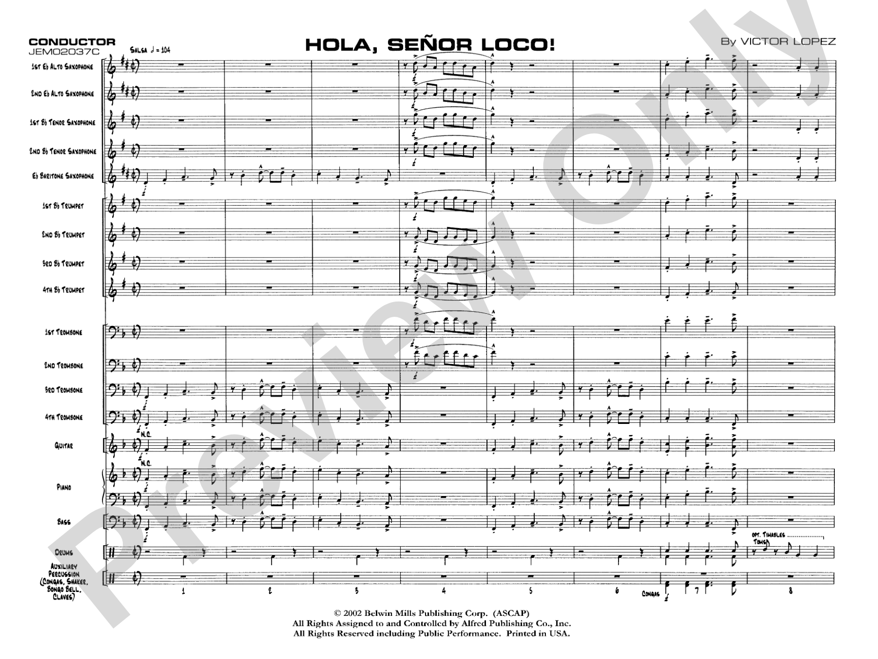 Hola, Señor Loco!: Jazz Ensemble Conductor Score & Parts
