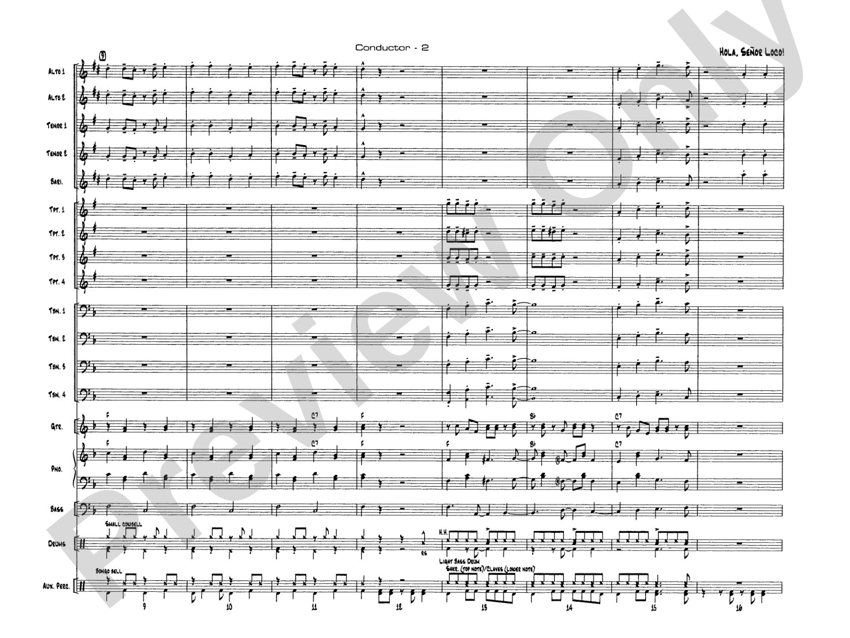 Hola, Señor Loco!: Jazz Ensemble Conductor Score & Parts