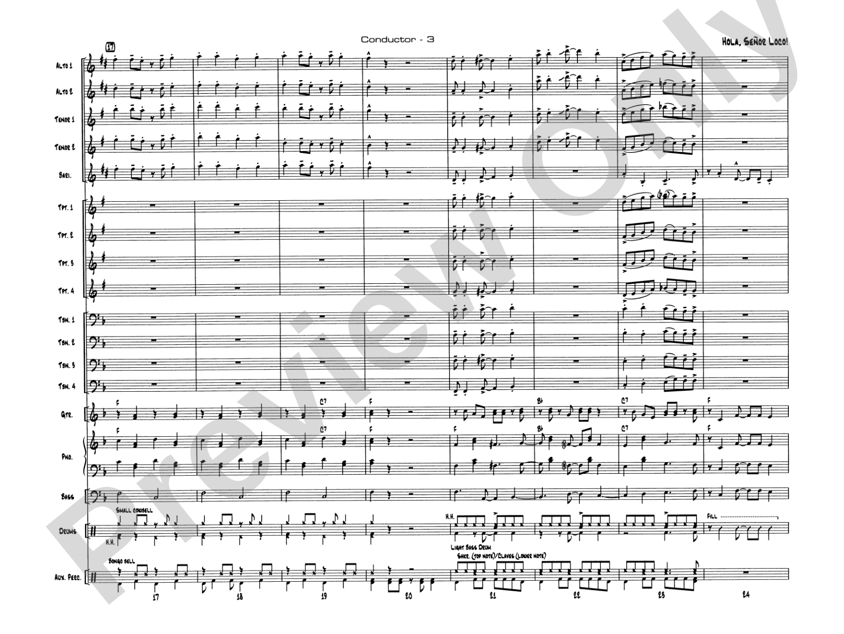 Hola, Señor Loco!: Jazz Ensemble Conductor Score & Parts