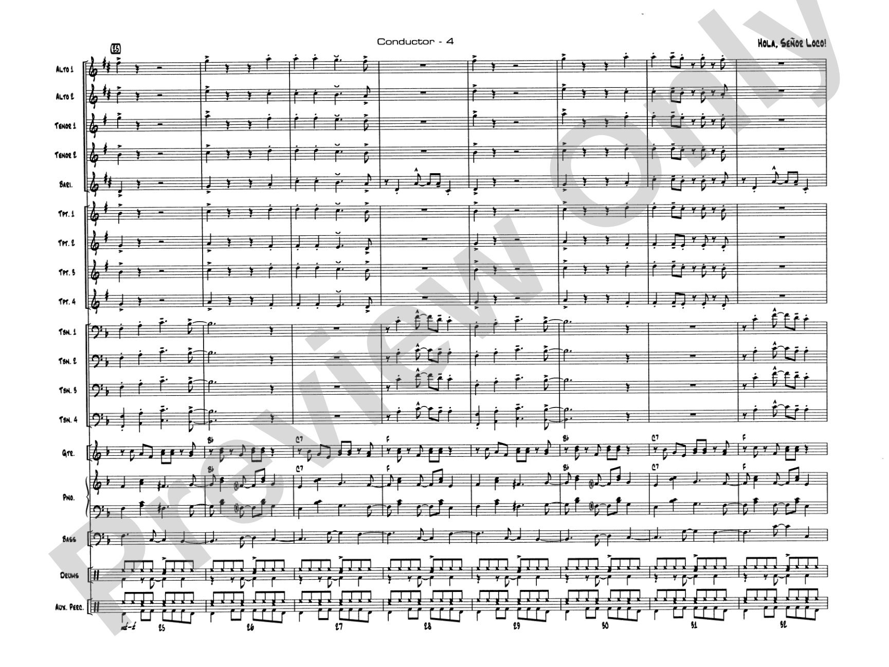 Hola, Señor Loco!: Jazz Ensemble Conductor Score & Parts