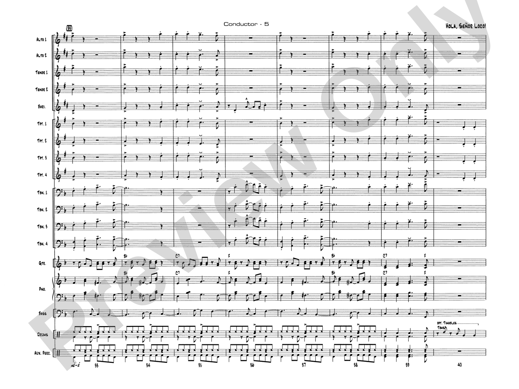 Hola, Señor Loco!: Jazz Ensemble Conductor Score & Parts