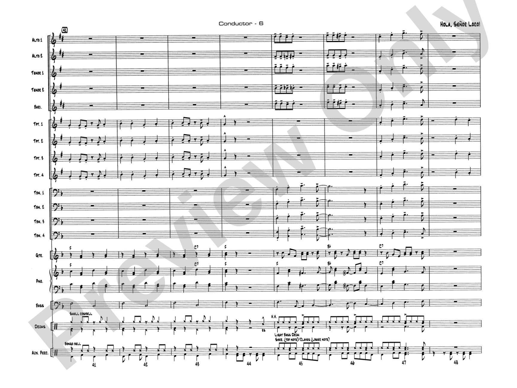 Hola, Señor Loco!: Jazz Ensemble Conductor Score & Parts