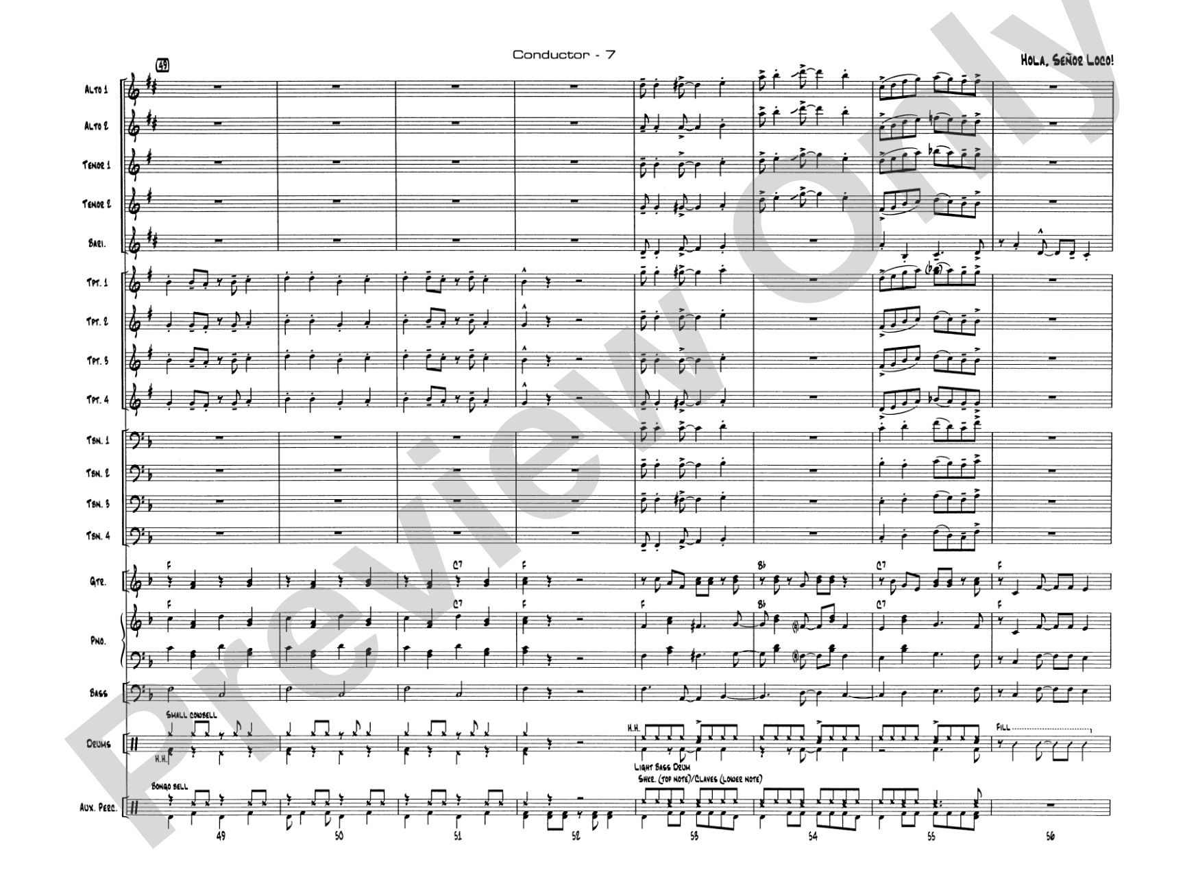 Hola, Señor Loco!: Jazz Ensemble Conductor Score & Parts