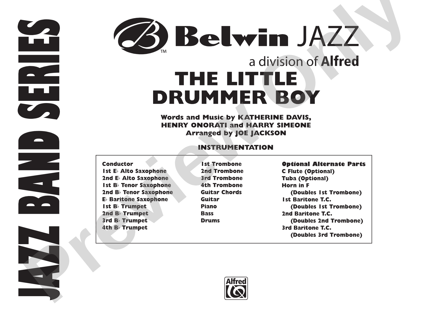 The Little Drummer Boy: Jazz Ensemble Conductor Score & Parts