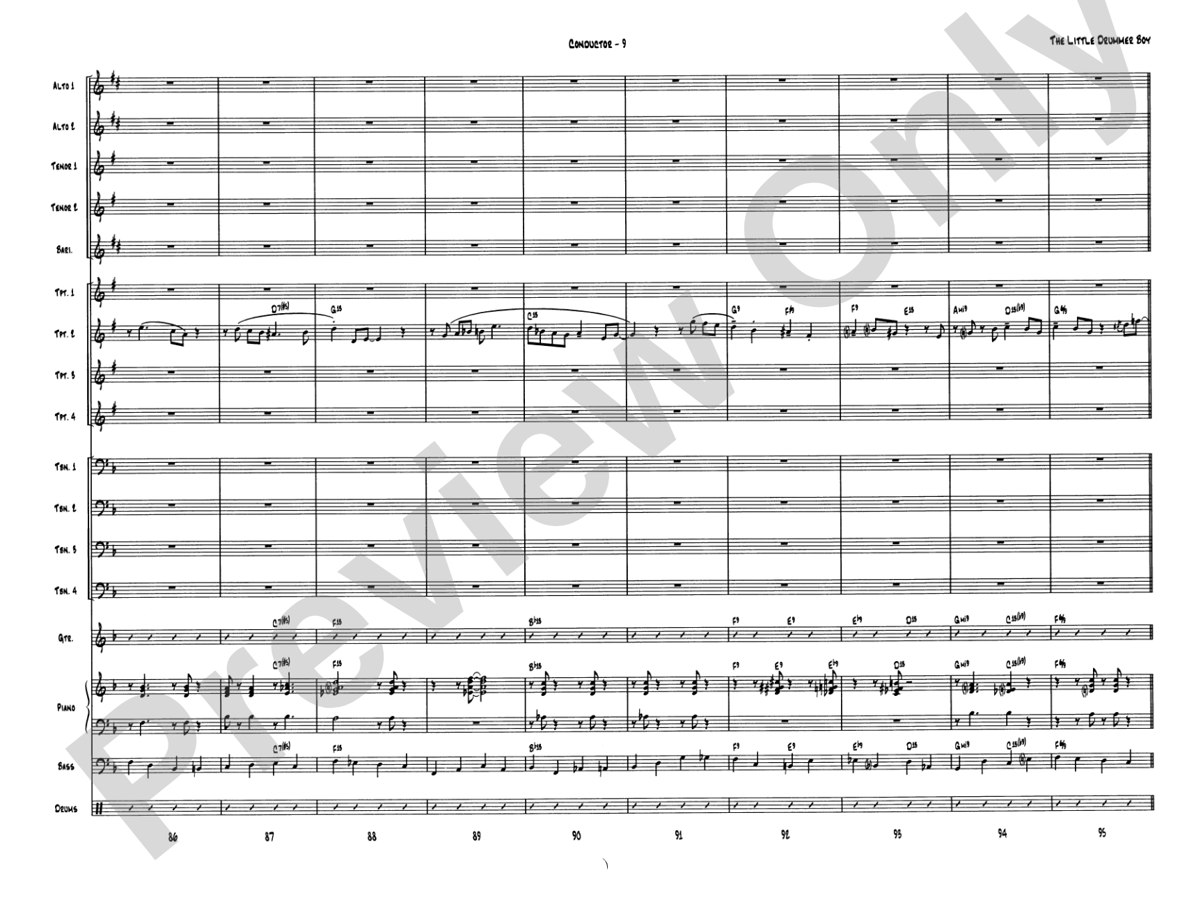 The Little Drummer Boy: Jazz Ensemble Conductor Score & Parts