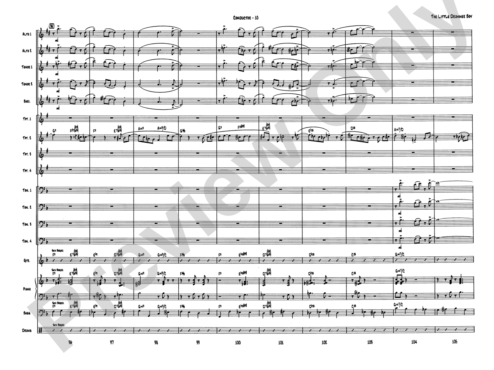 The Little Drummer Boy: Jazz Ensemble Conductor Score & Parts
