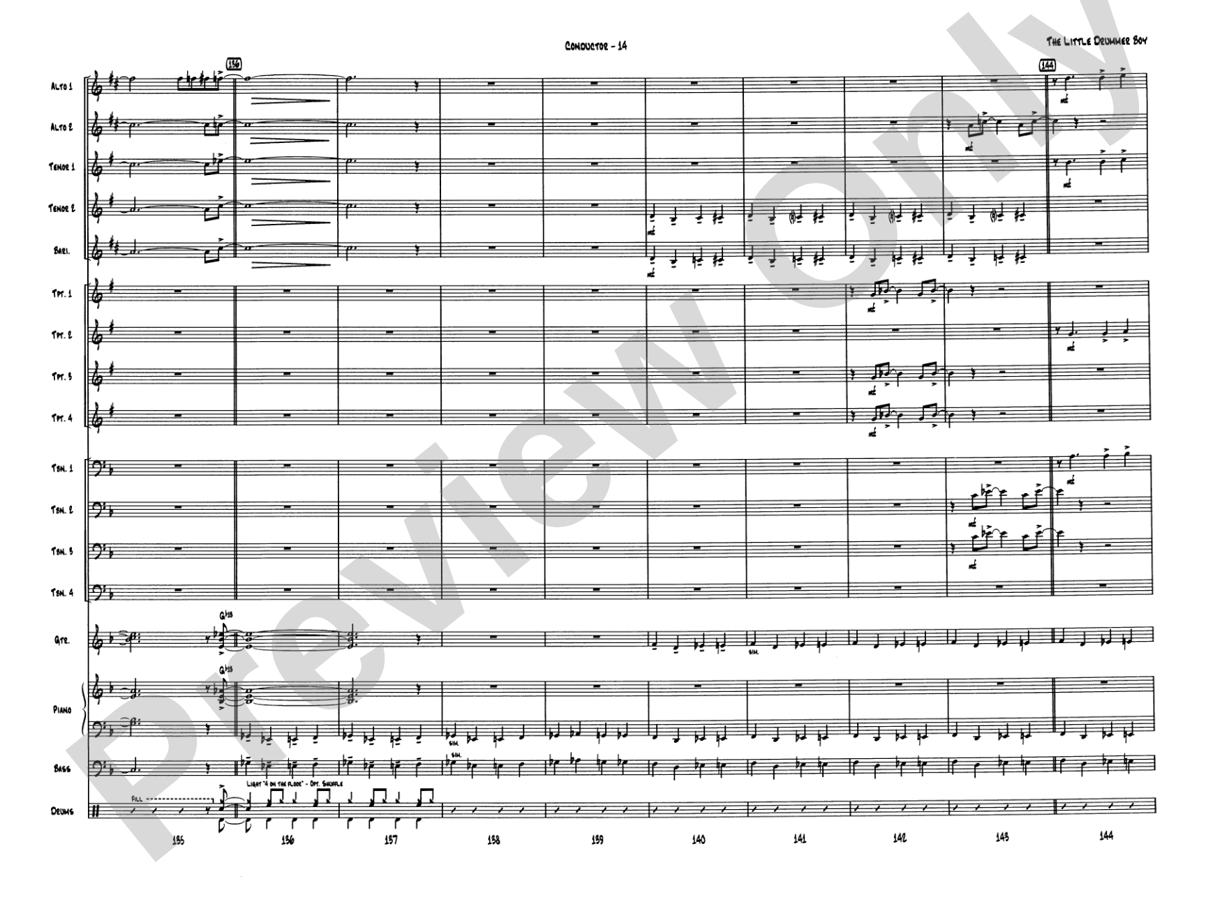 The Little Drummer Boy: Jazz Ensemble Conductor Score & Parts
