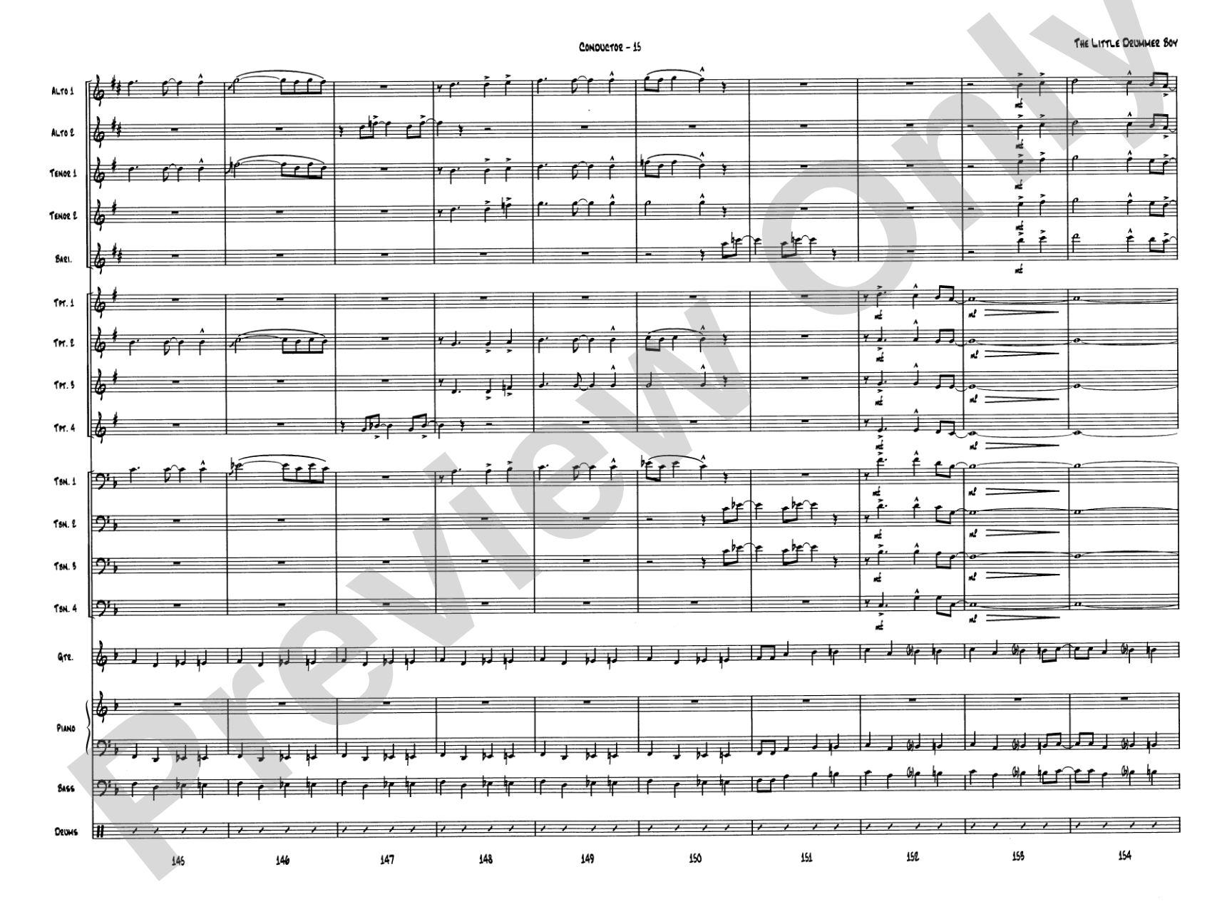 The Little Drummer Boy: Jazz Ensemble Conductor Score & Parts