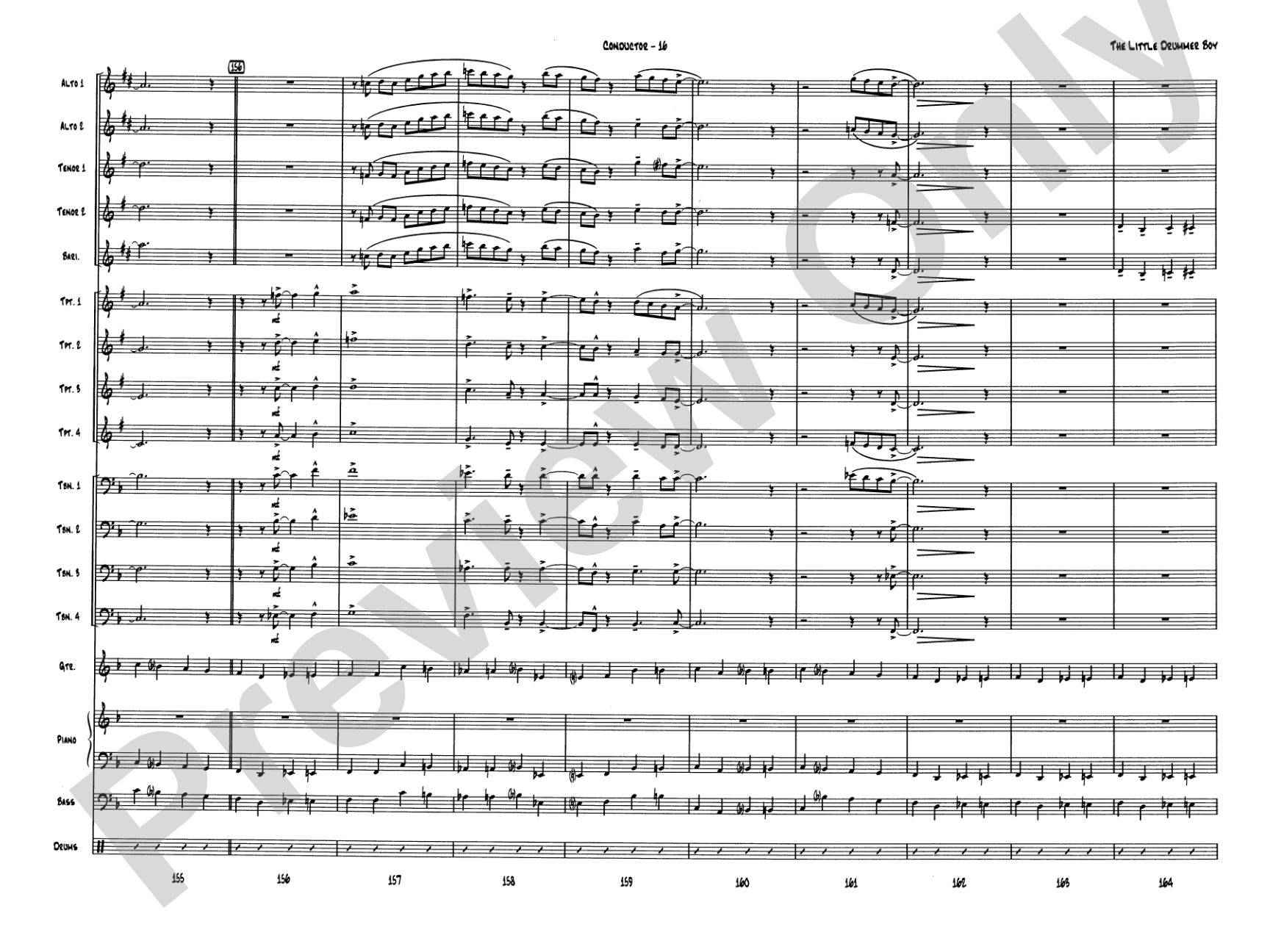 The Little Drummer Boy: Jazz Ensemble Conductor Score & Parts