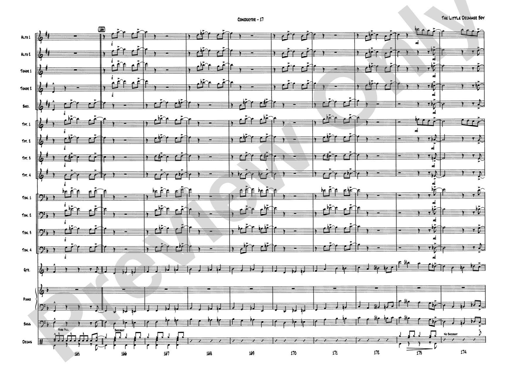 The Little Drummer Boy: Jazz Ensemble Conductor Score & Parts