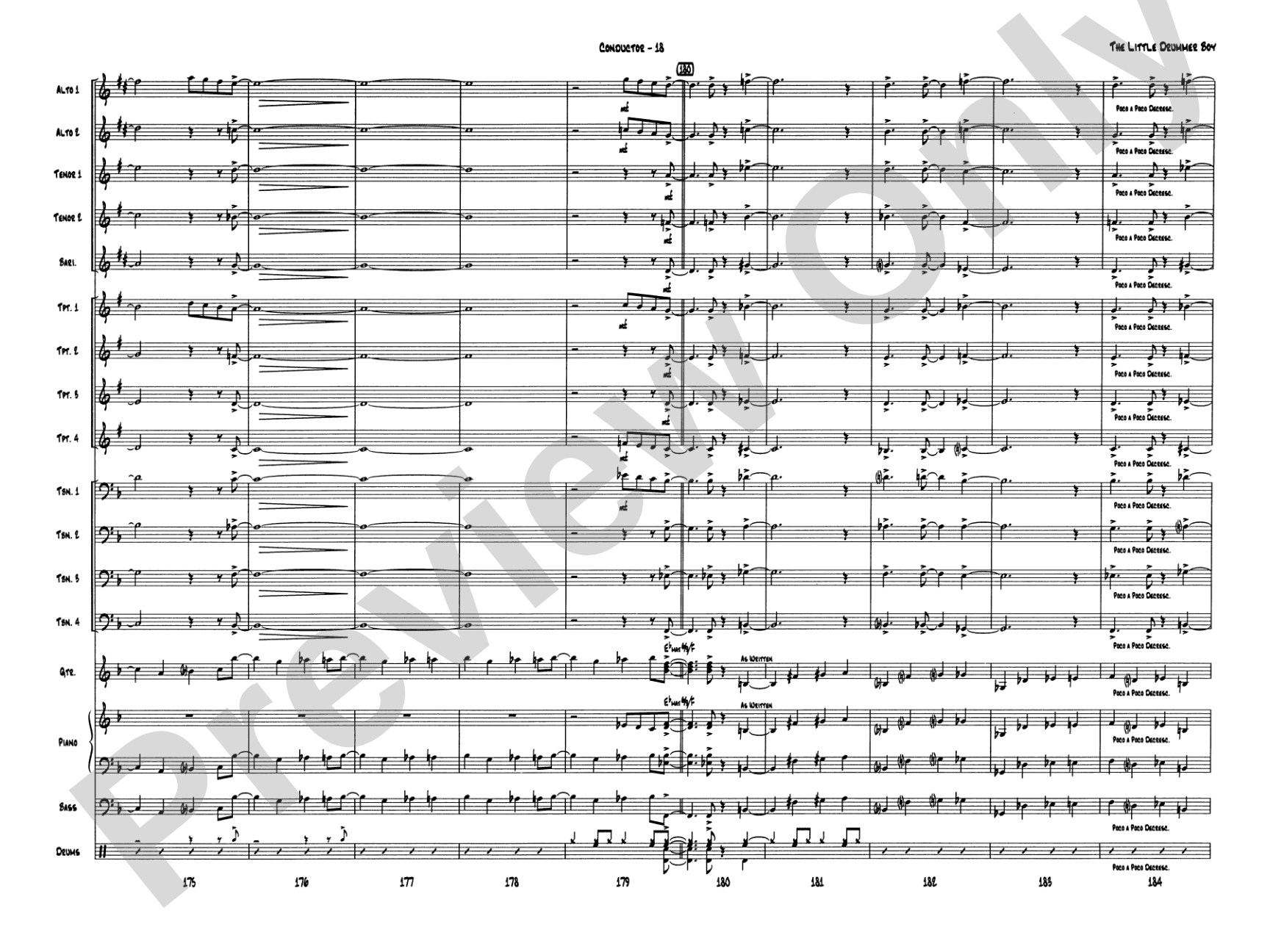 The Little Drummer Boy: Jazz Ensemble Conductor Score & Parts