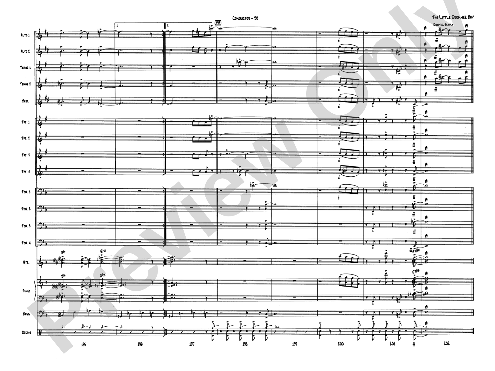 The Little Drummer Boy: Jazz Ensemble Conductor Score & Parts