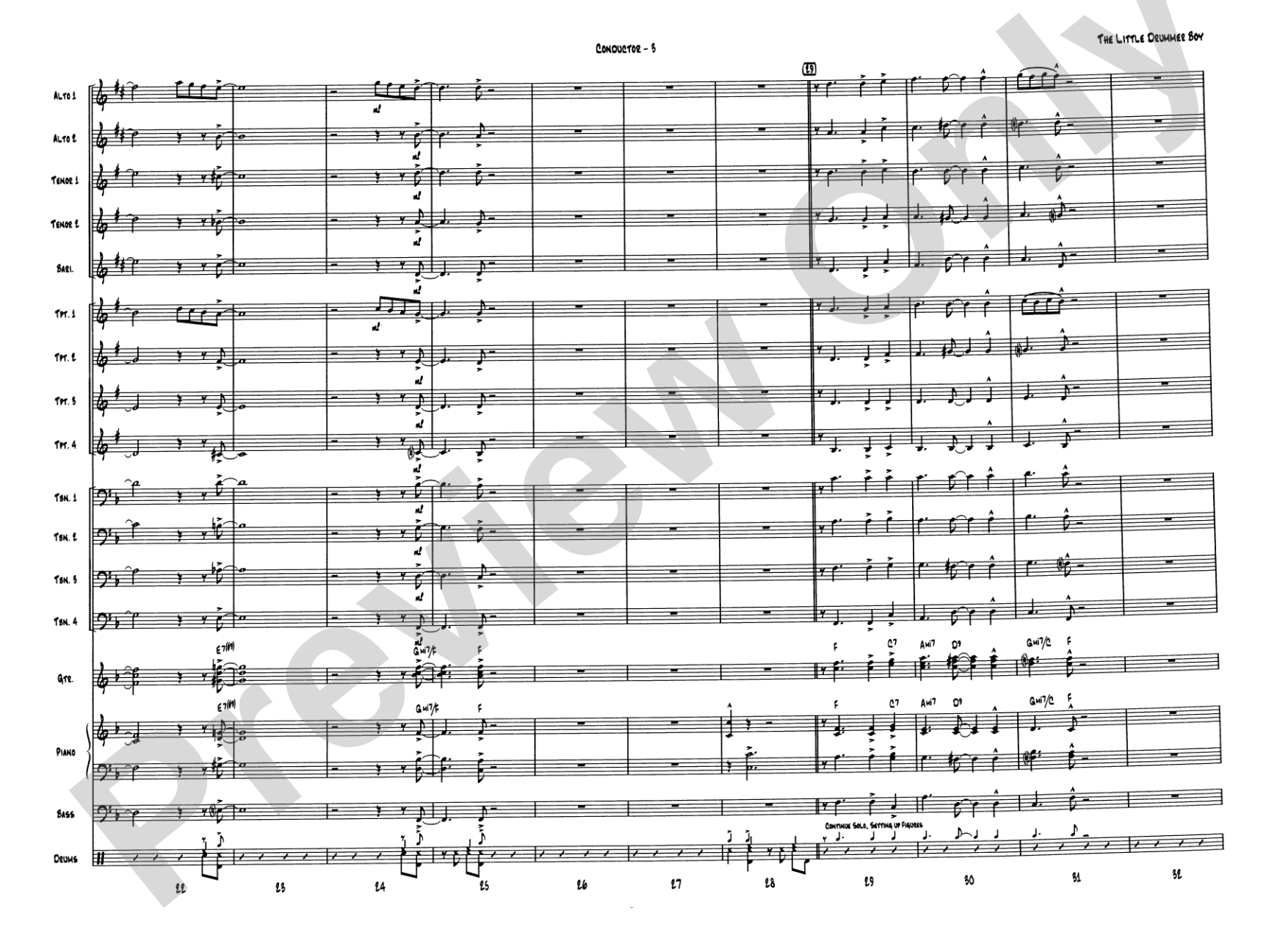 The Little Drummer Boy: Jazz Ensemble Conductor Score & Parts