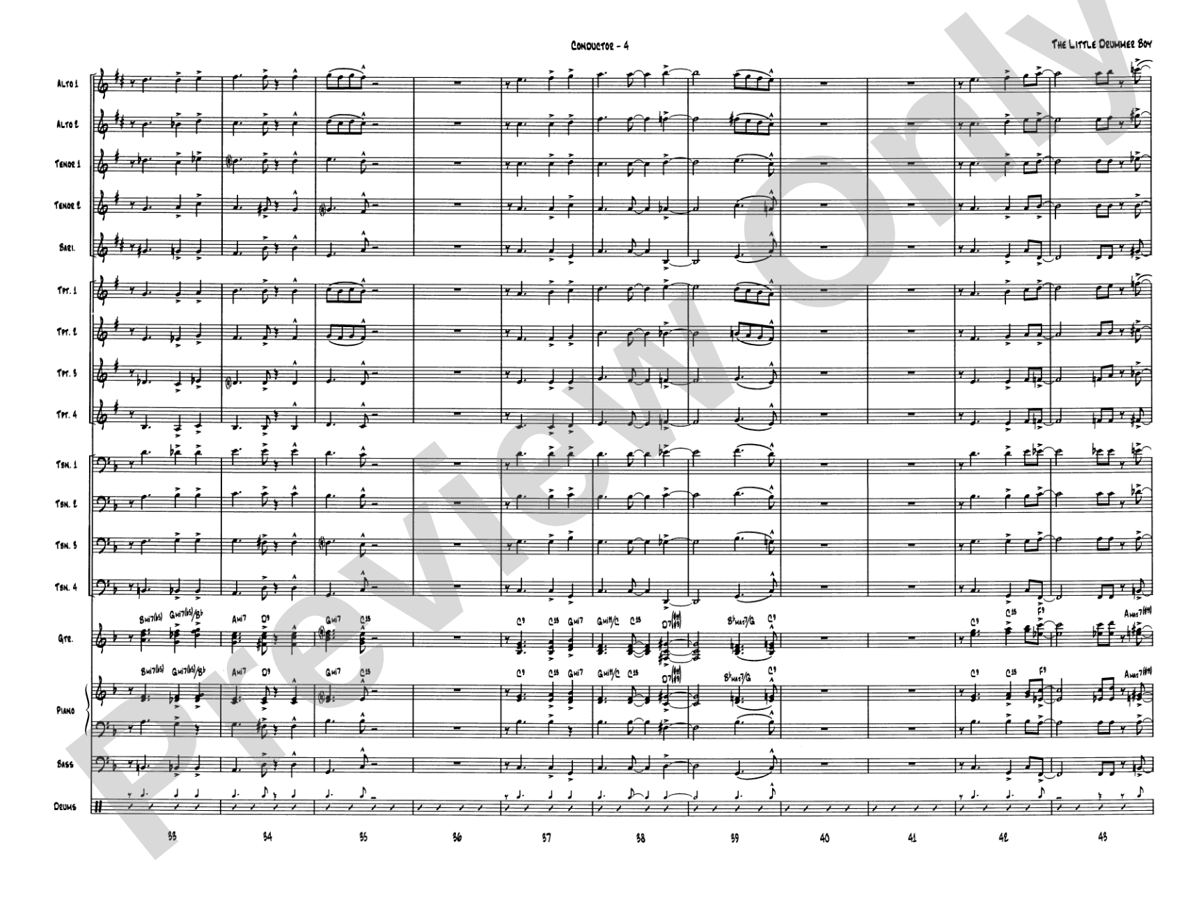 The Little Drummer Boy: Jazz Ensemble Conductor Score & Parts