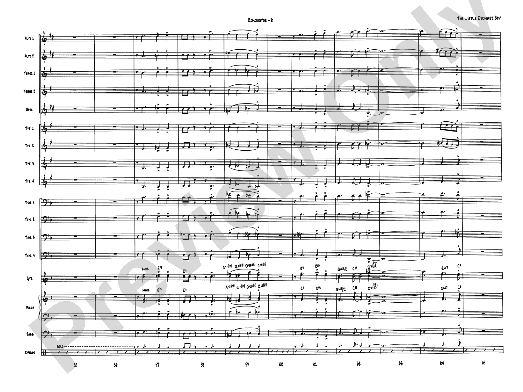 The Little Drummer Boy: Jazz Ensemble Conductor Score & Parts