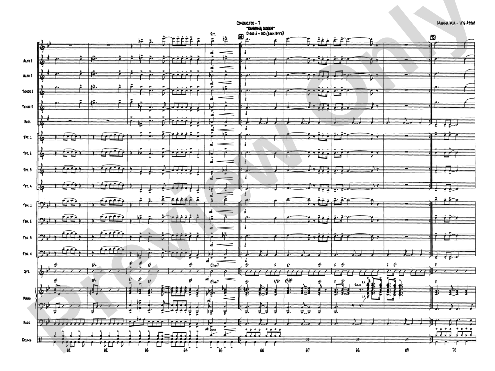 Mamma Mia -- It's ABBA!: Jazz Ensemble Conductor Score & Parts