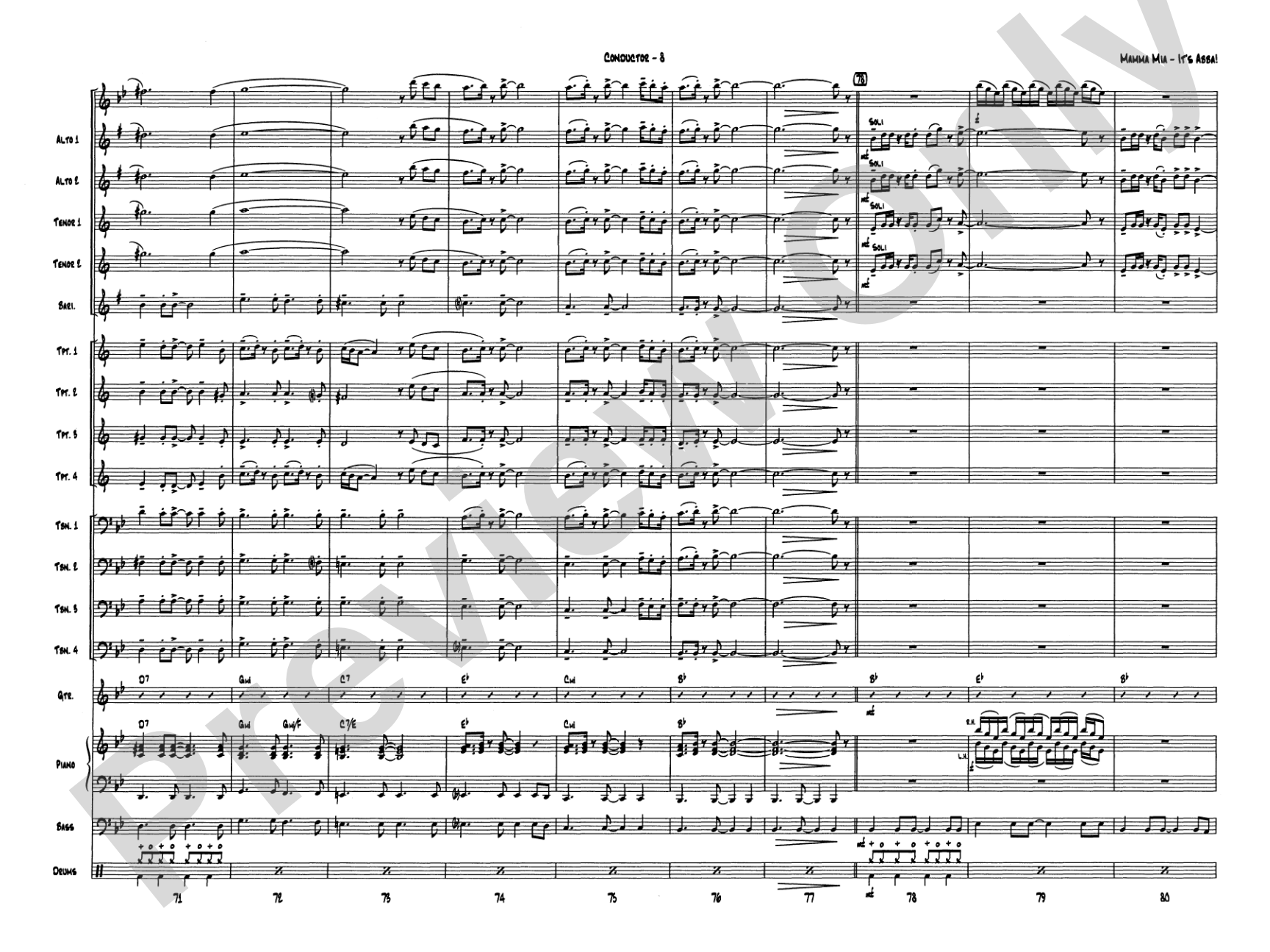 Mamma Mia -- It's ABBA!: Jazz Ensemble Conductor Score & Parts
