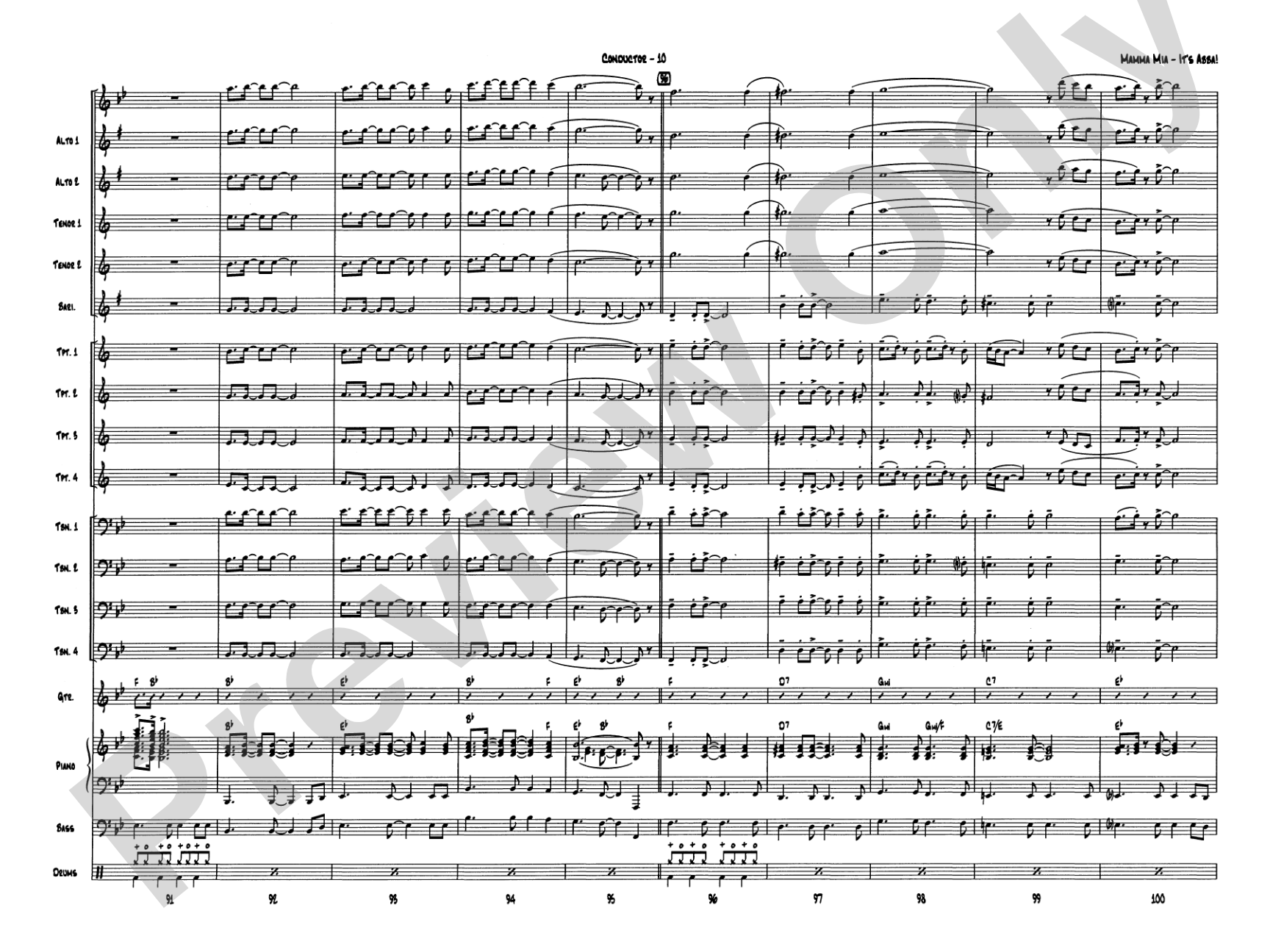 Mamma Mia -- It's ABBA!: Jazz Ensemble Conductor Score & Parts