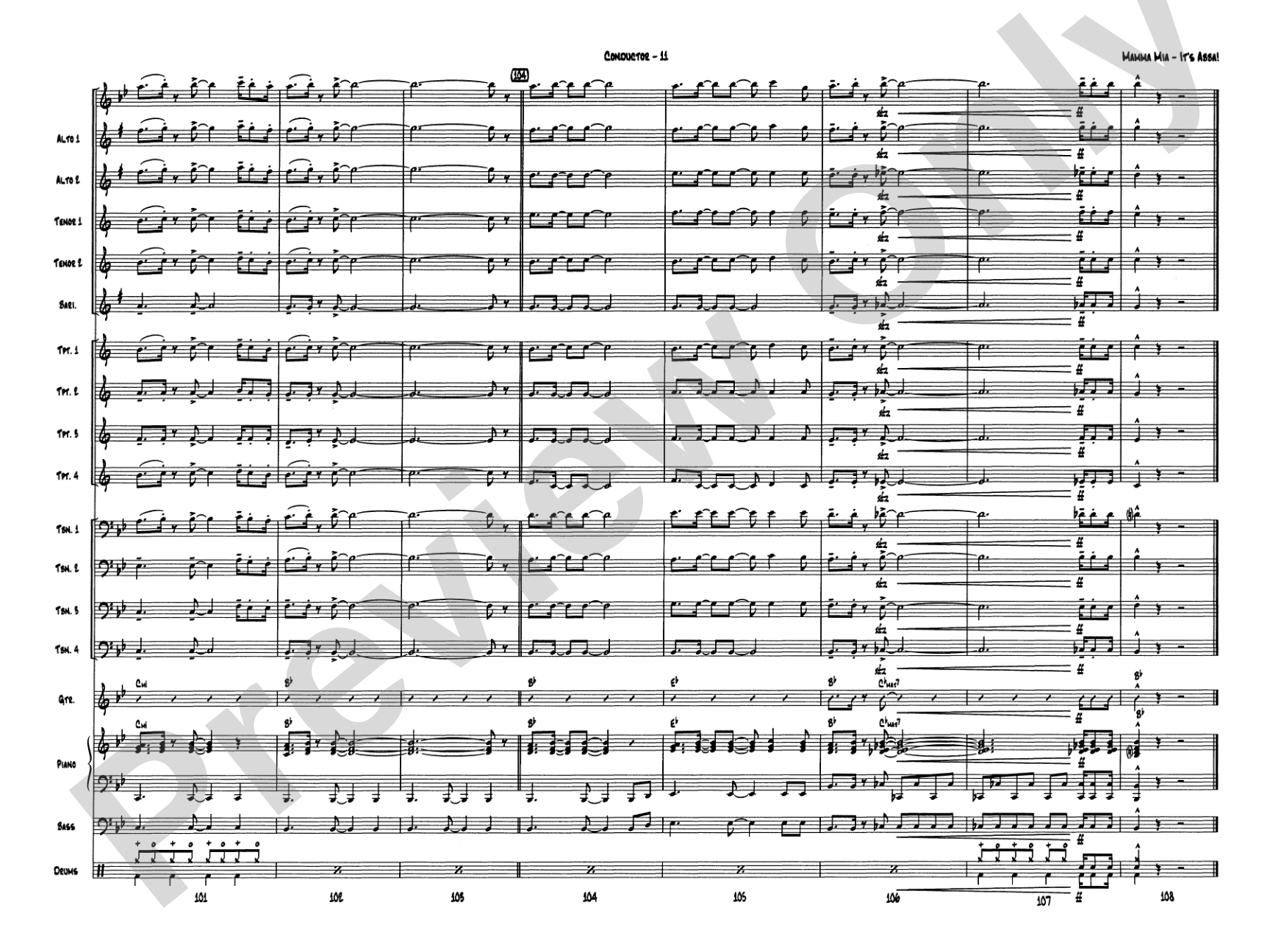 Mamma Mia -- It's ABBA!: Jazz Ensemble Conductor Score & Parts