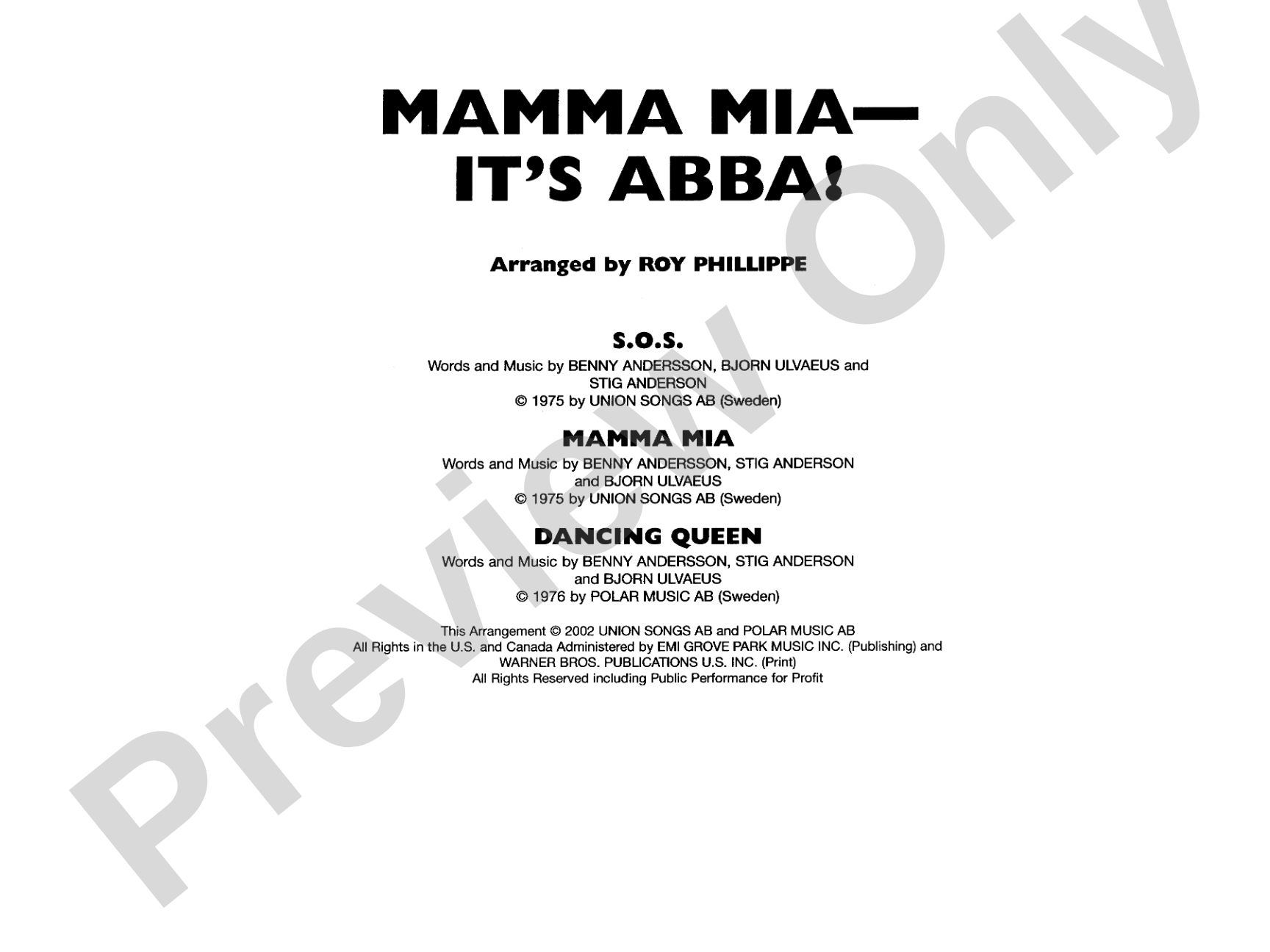 Mamma Mia -- It's ABBA!: Jazz Ensemble Conductor Score & Parts