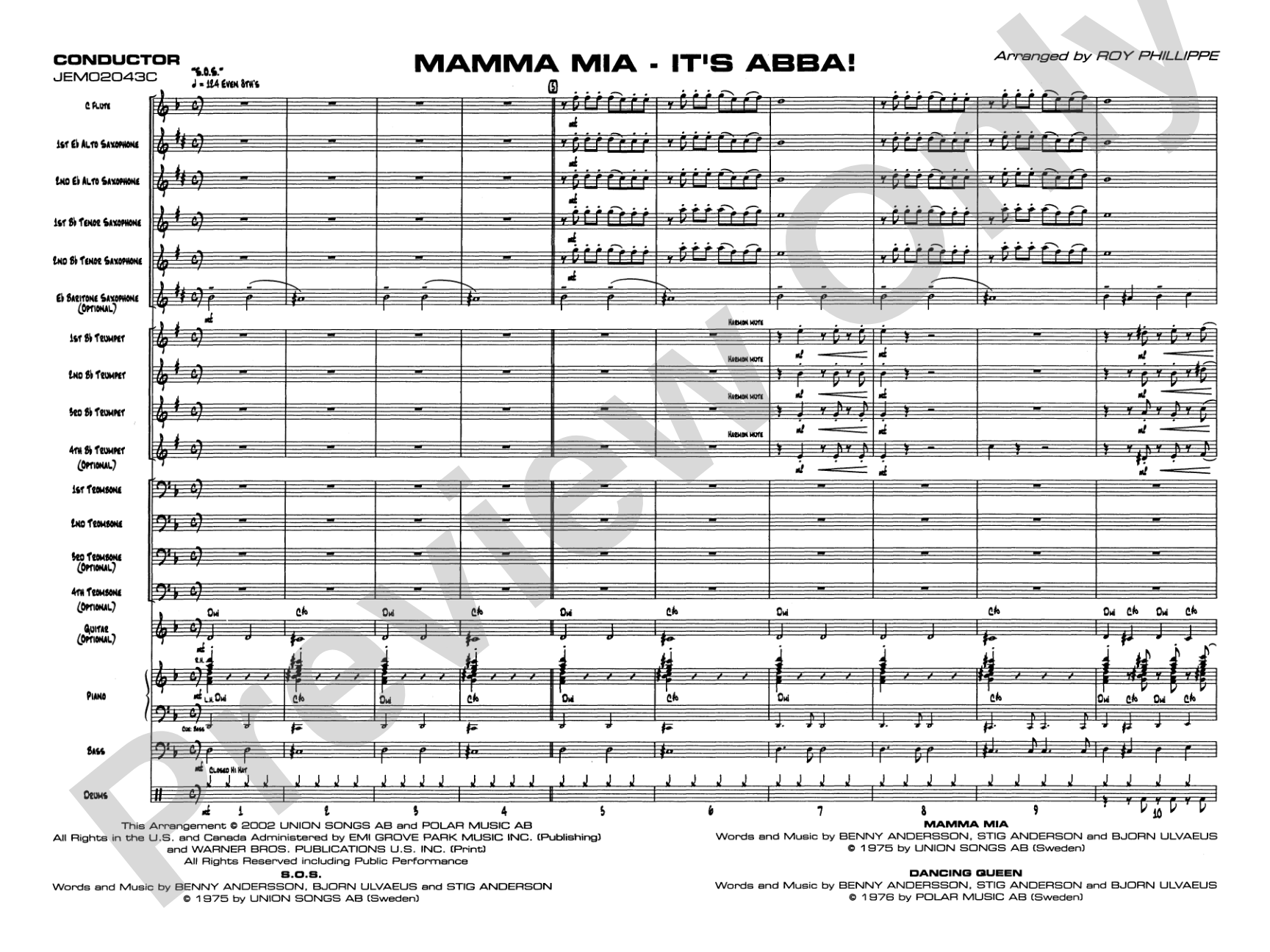 Mamma Mia -- It's ABBA!: Jazz Ensemble Conductor Score & Parts