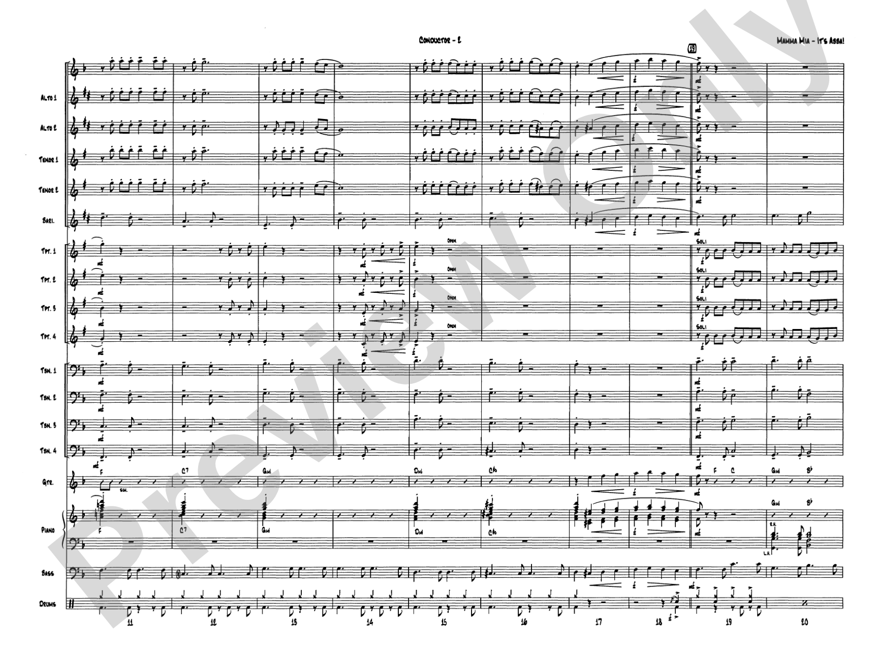 Mamma Mia -- It's ABBA!: Jazz Ensemble Conductor Score & Parts