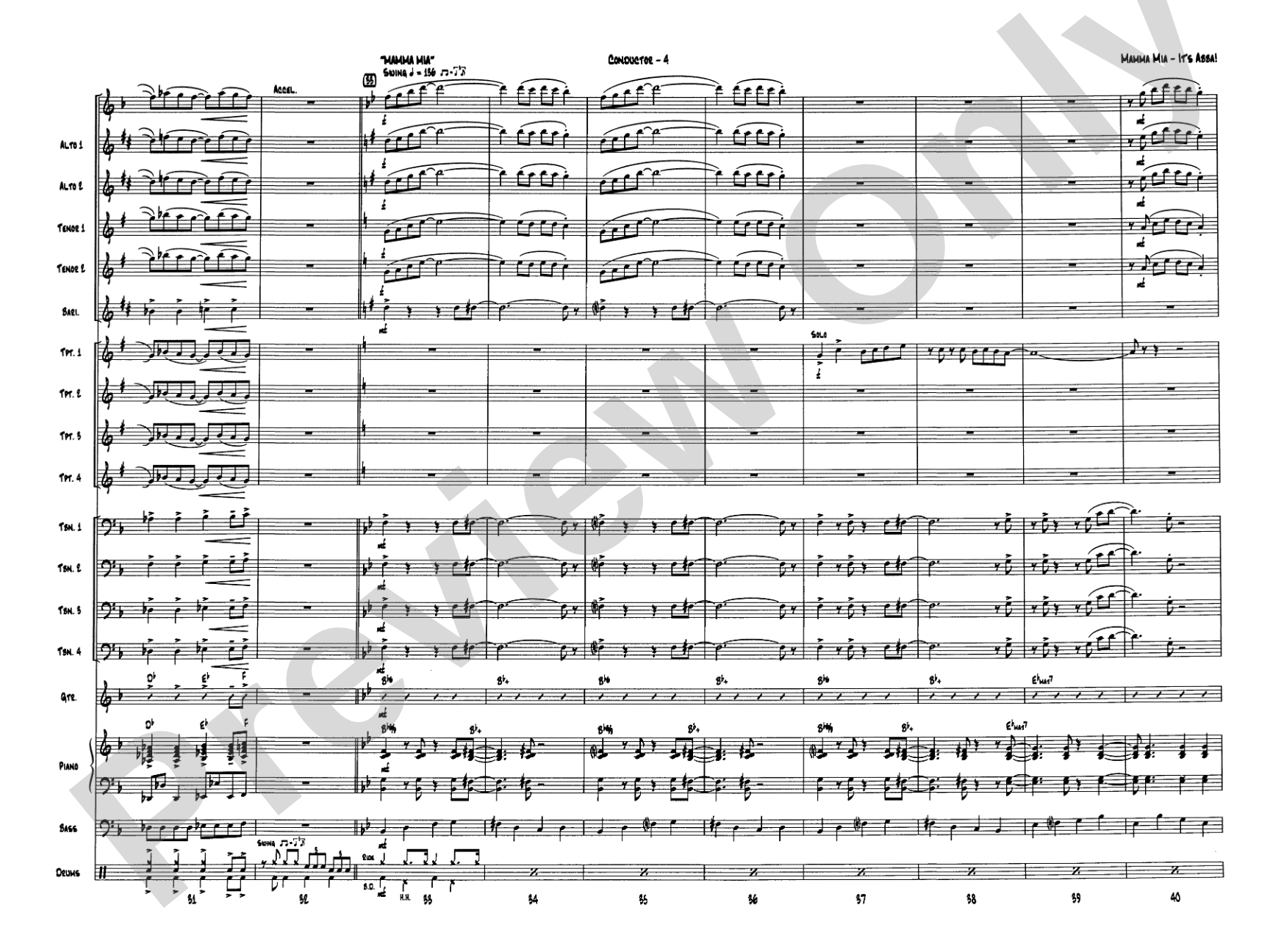 Mamma Mia -- It's ABBA!: Jazz Ensemble Conductor Score & Parts