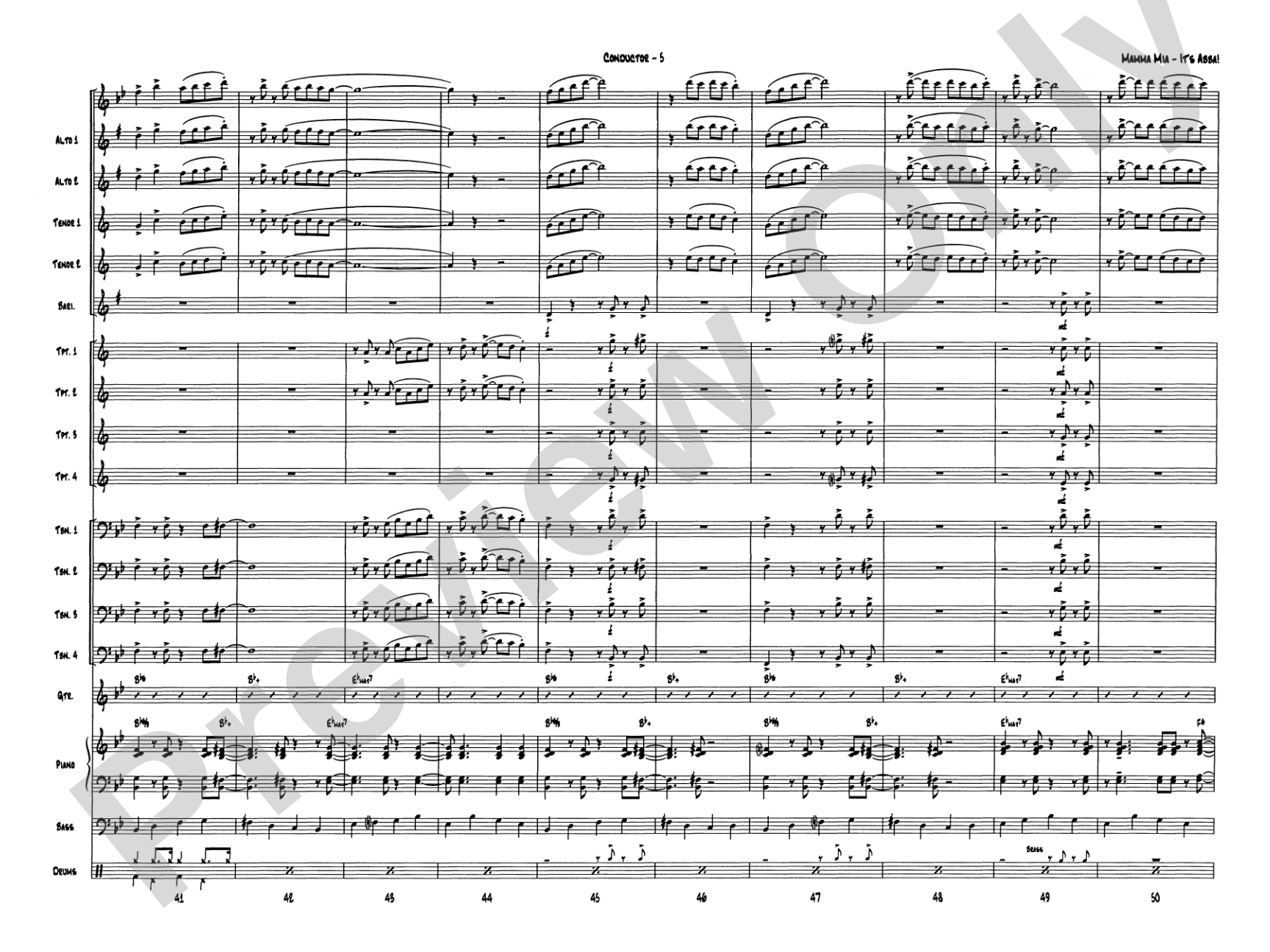 Mamma Mia -- It's ABBA!: Jazz Ensemble Conductor Score & Parts
