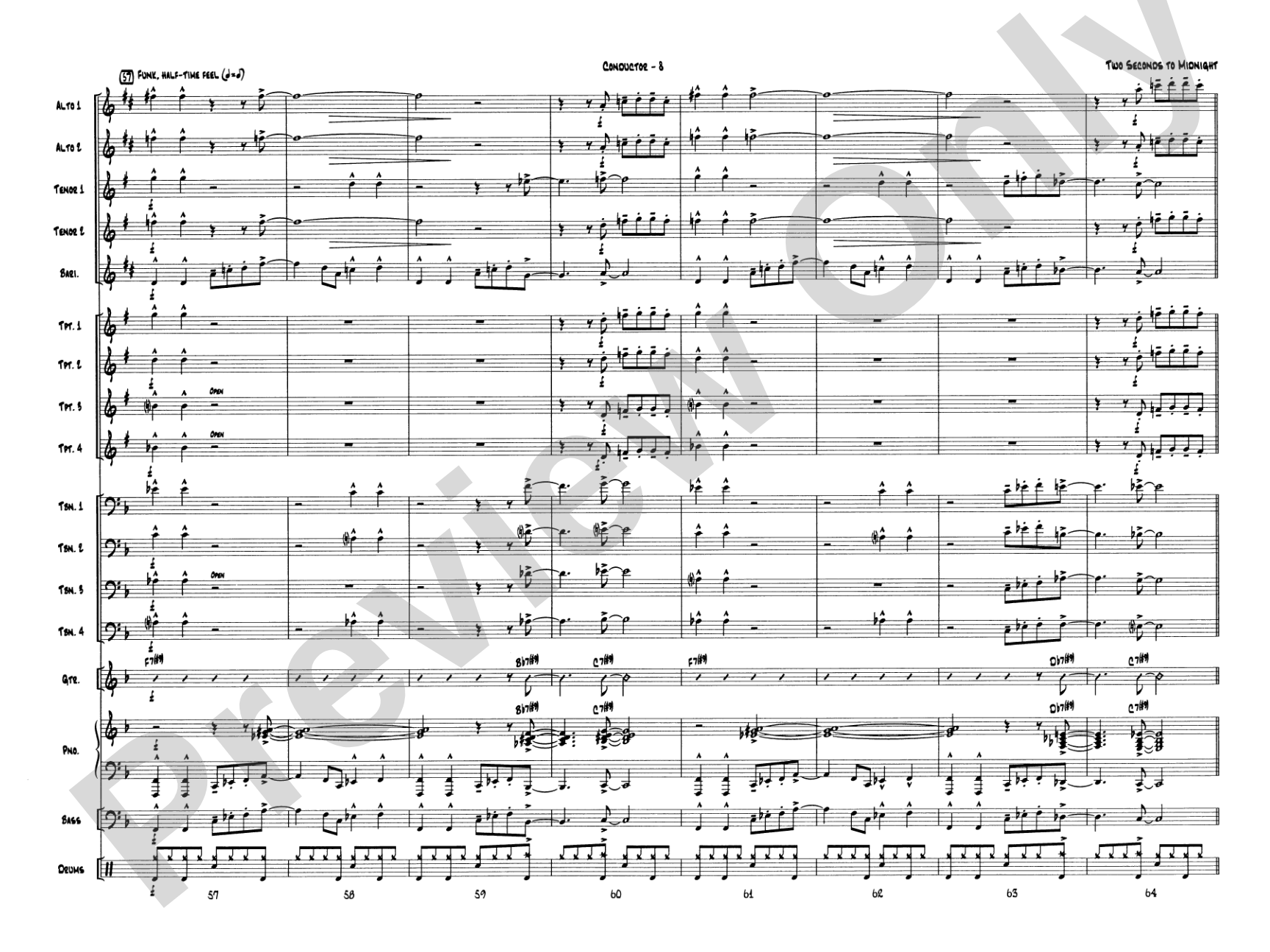 Two Seconds to Midnight: Jazz Ensemble Conductor Score & Parts
