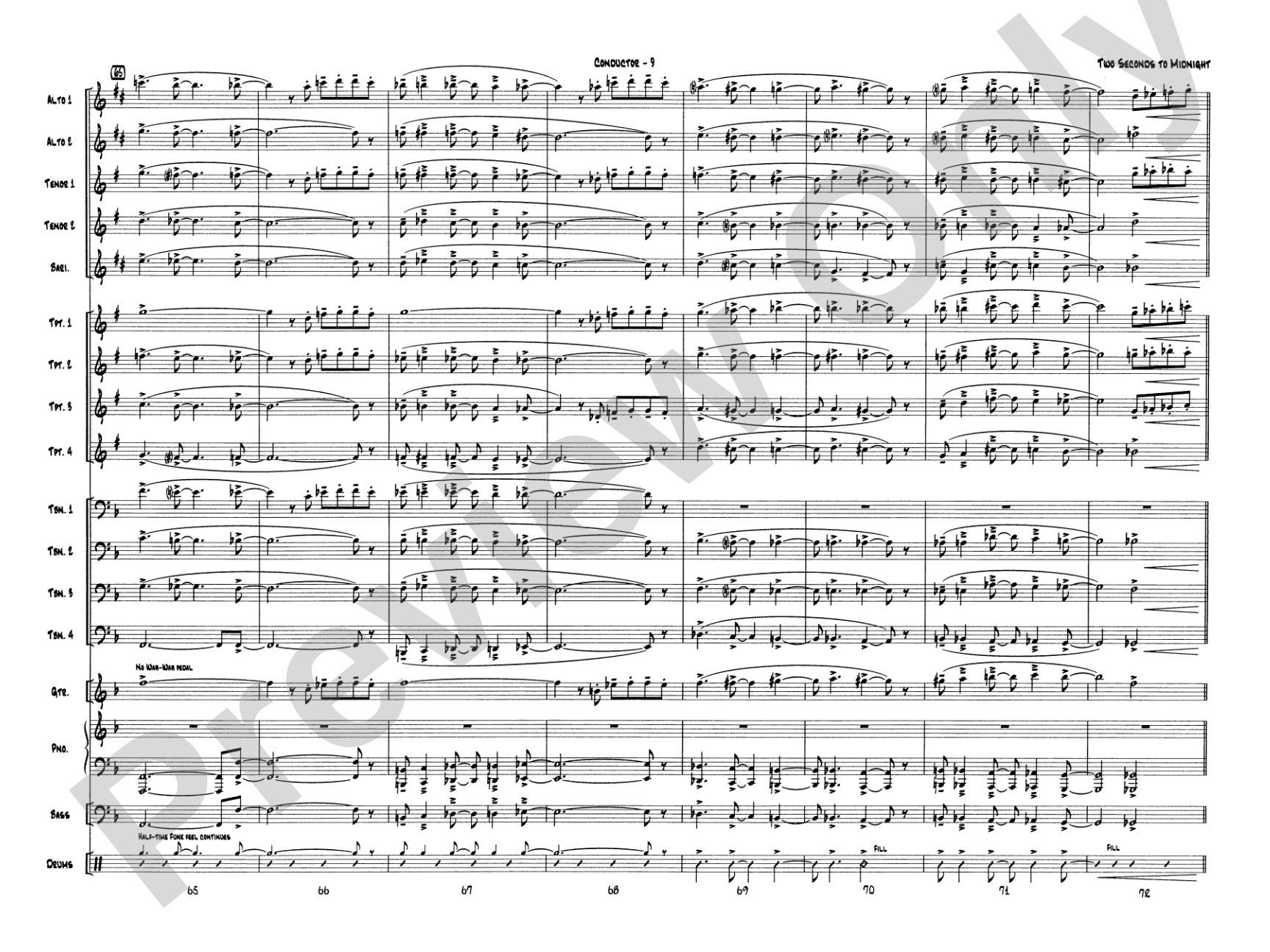 Two Seconds to Midnight: Jazz Ensemble Conductor Score & Parts