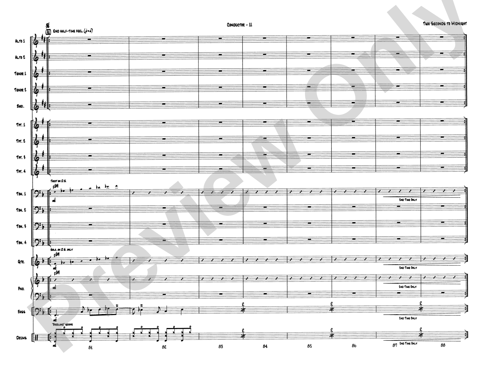 Two Seconds to Midnight: Jazz Ensemble Conductor Score & Parts