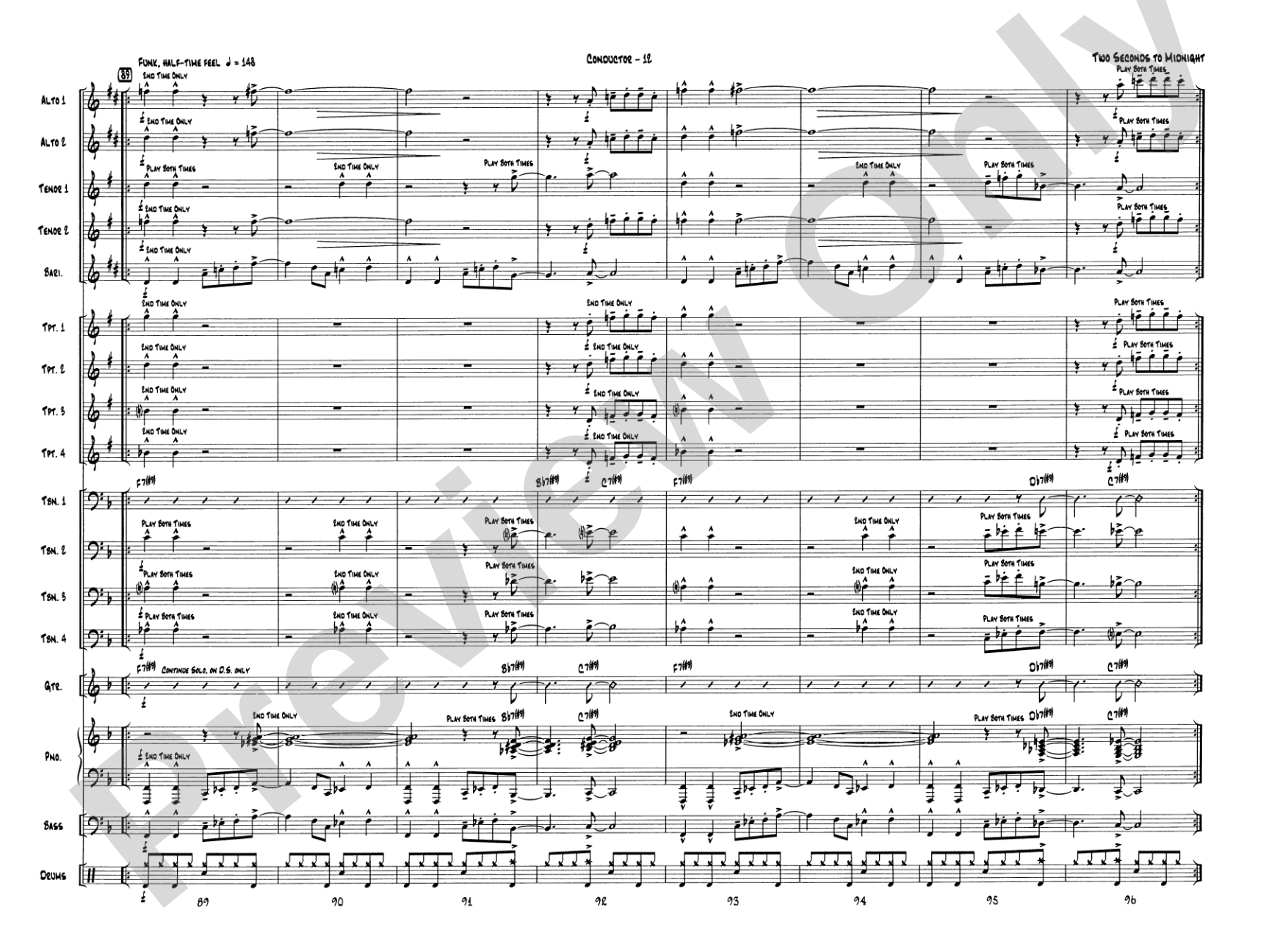 Two Seconds to Midnight: Jazz Ensemble Conductor Score & Parts