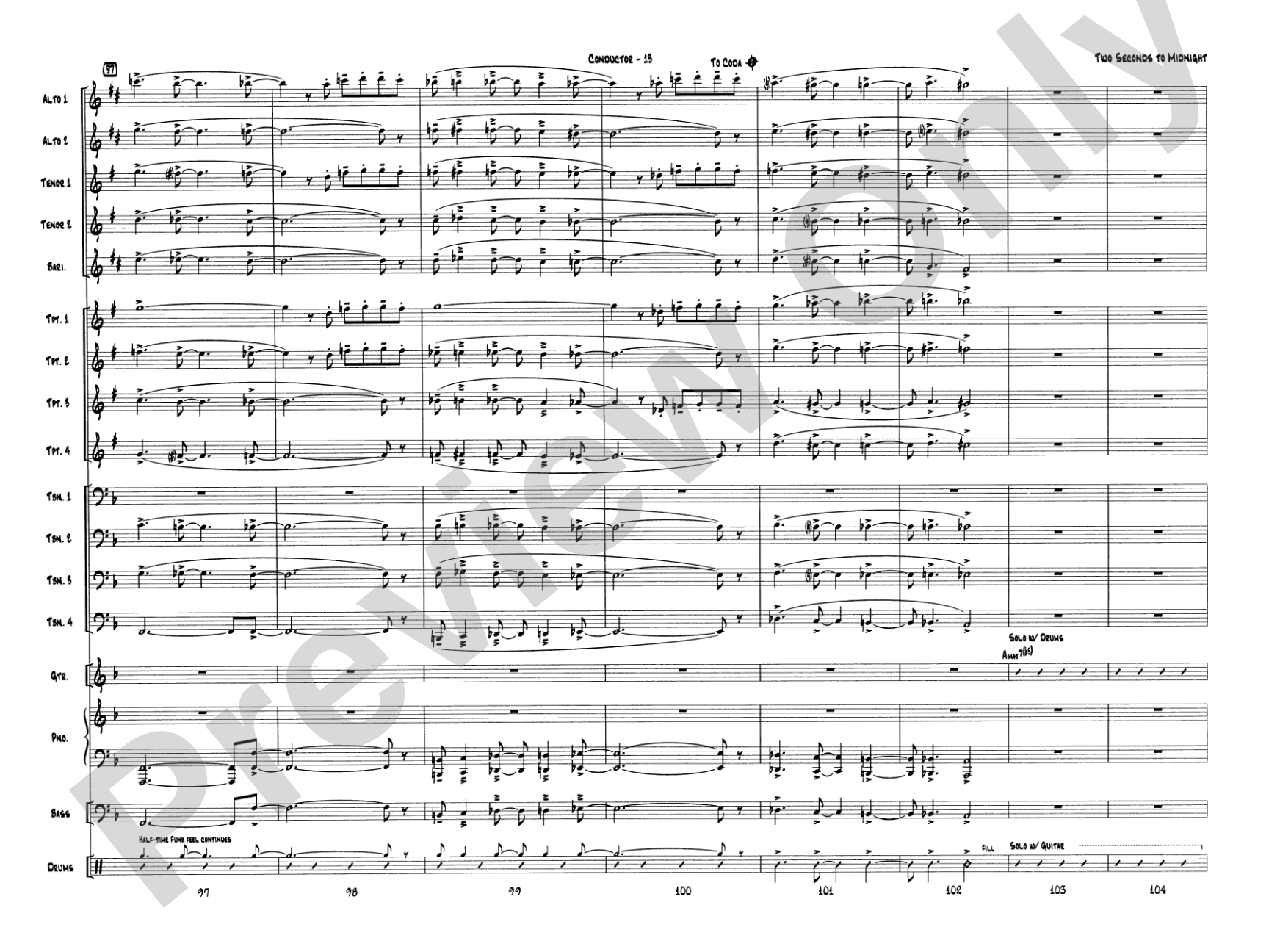 Two Seconds to Midnight: Jazz Ensemble Conductor Score & Parts