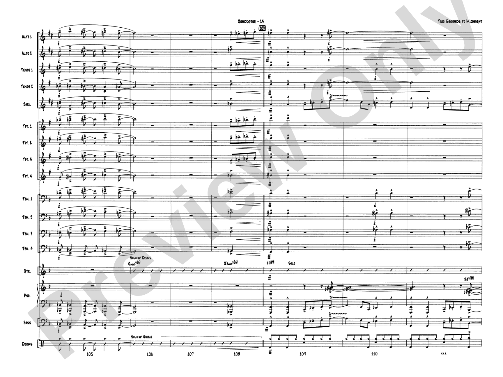 Two Seconds to Midnight: Jazz Ensemble Conductor Score & Parts