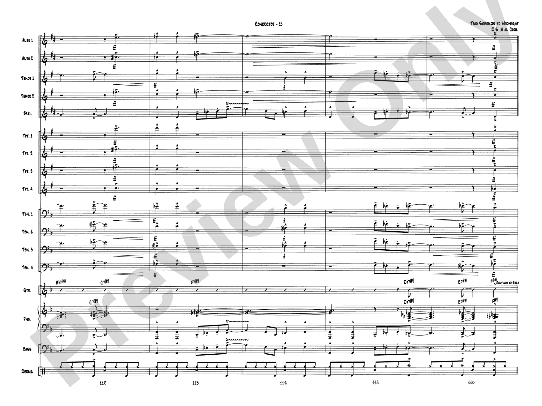Two Seconds to Midnight: Jazz Ensemble Conductor Score & Parts