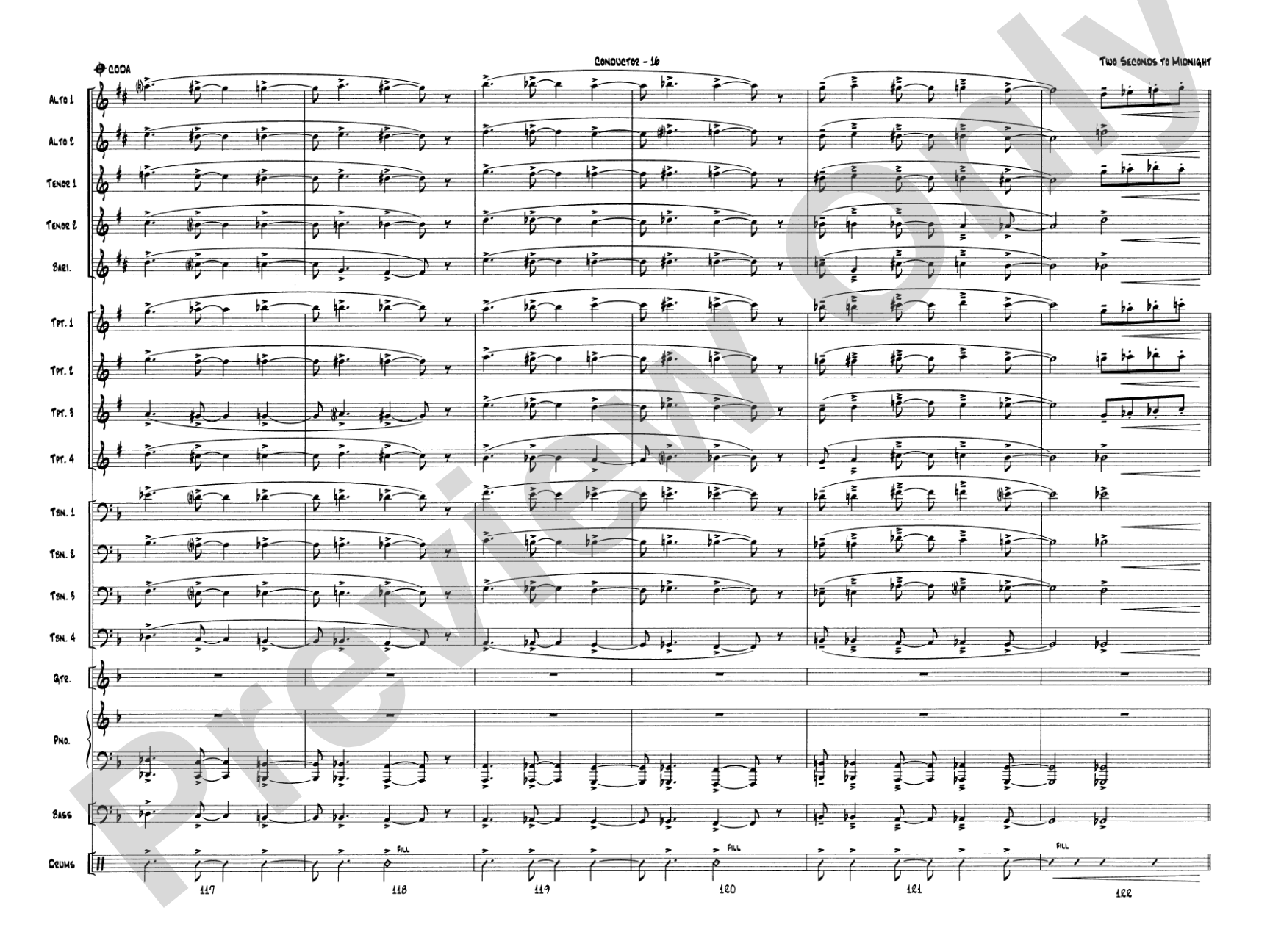 Two Seconds to Midnight: Jazz Ensemble Conductor Score & Parts