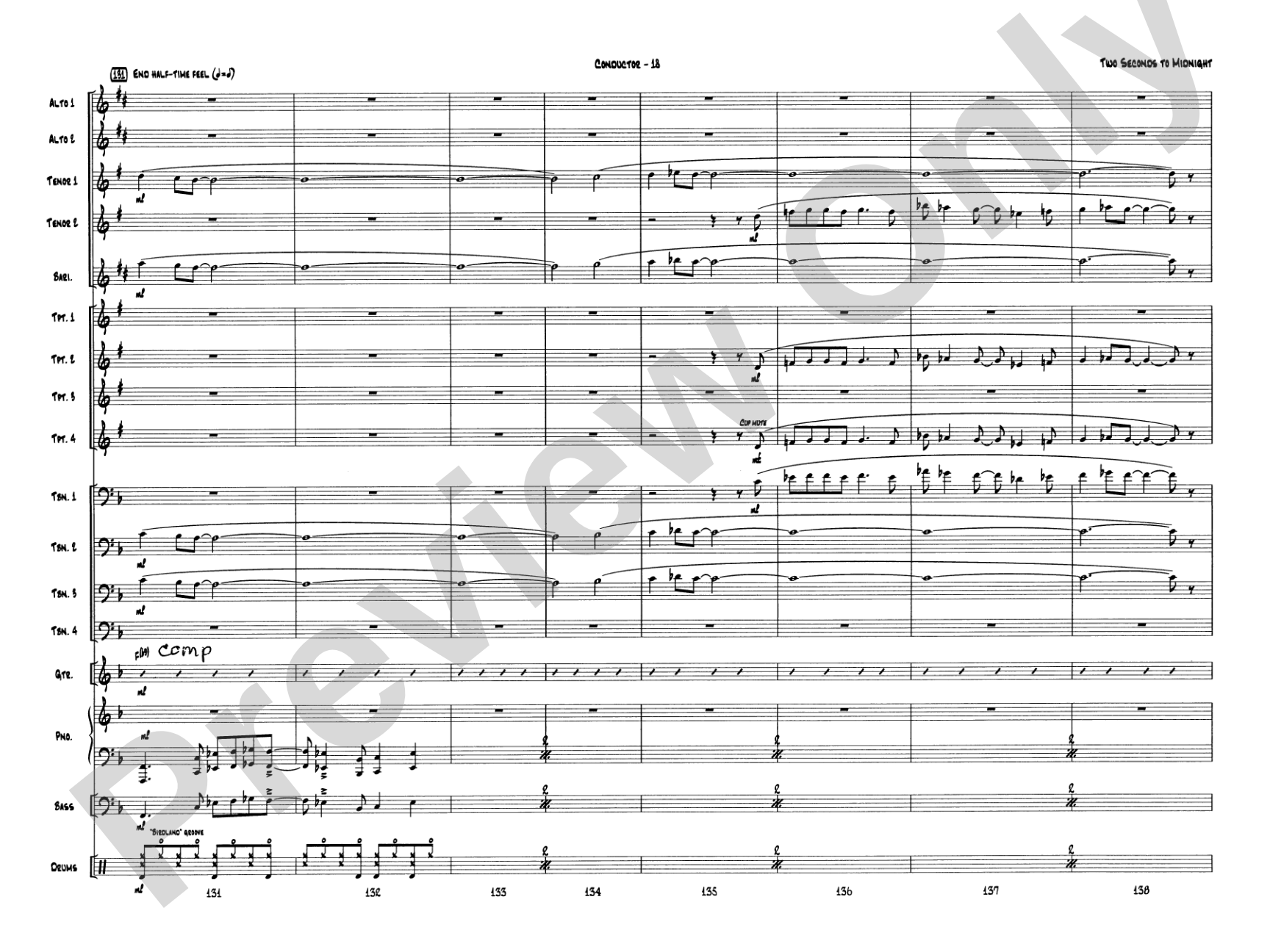 Two Seconds to Midnight: Jazz Ensemble Conductor Score & Parts