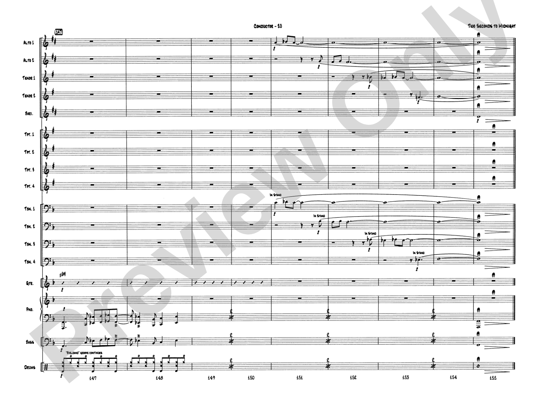 Two Seconds to Midnight: Jazz Ensemble Conductor Score & Parts