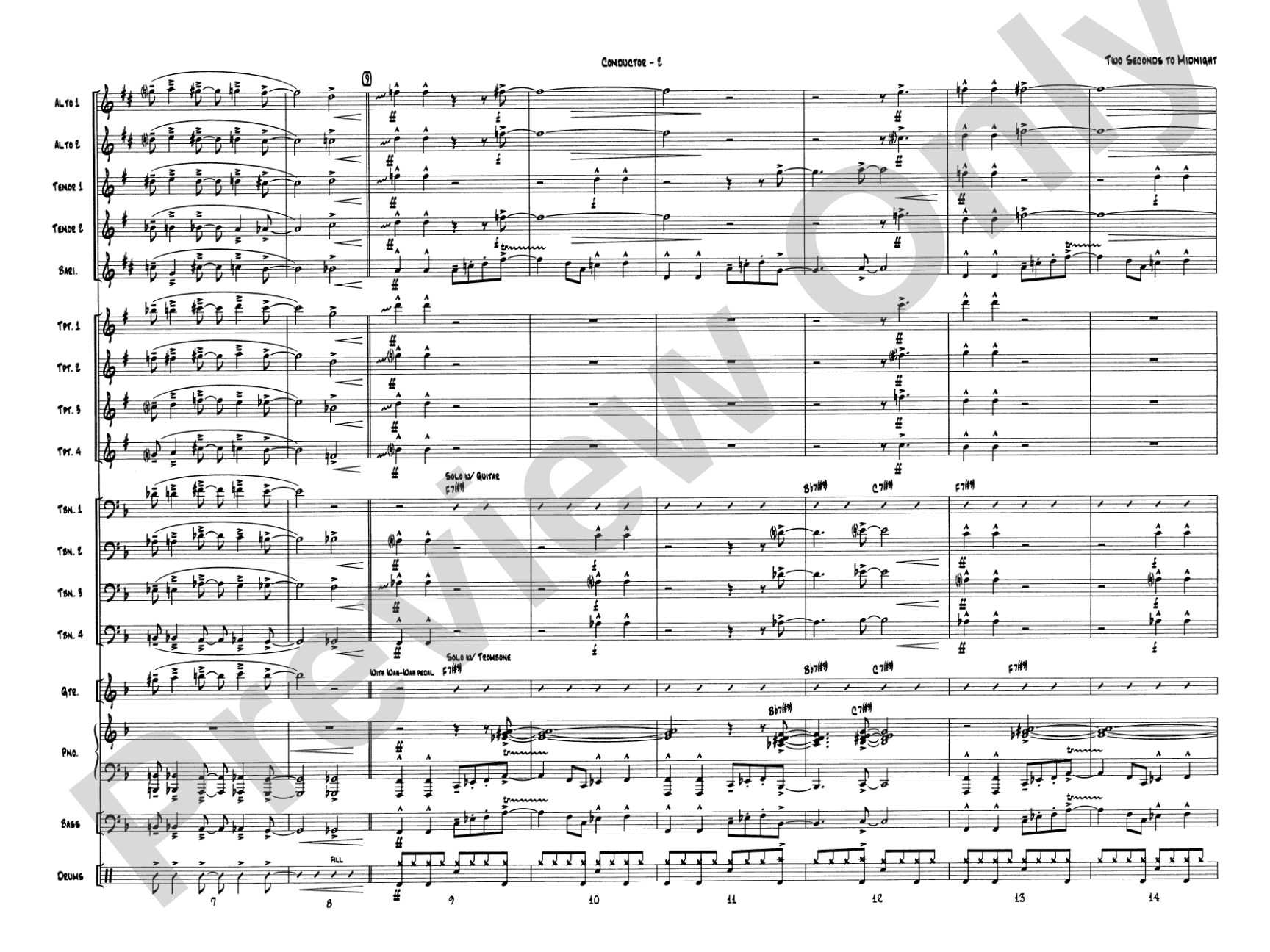 Two Seconds to Midnight: Jazz Ensemble Conductor Score & Parts