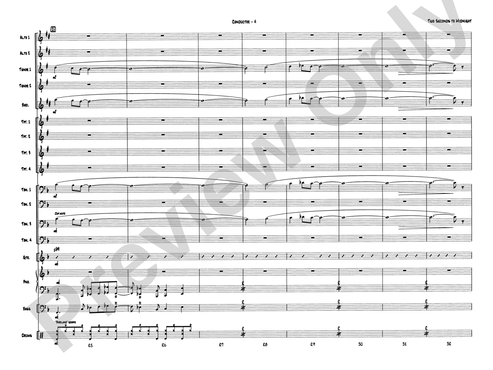 Two Seconds to Midnight: Jazz Ensemble Conductor Score & Parts